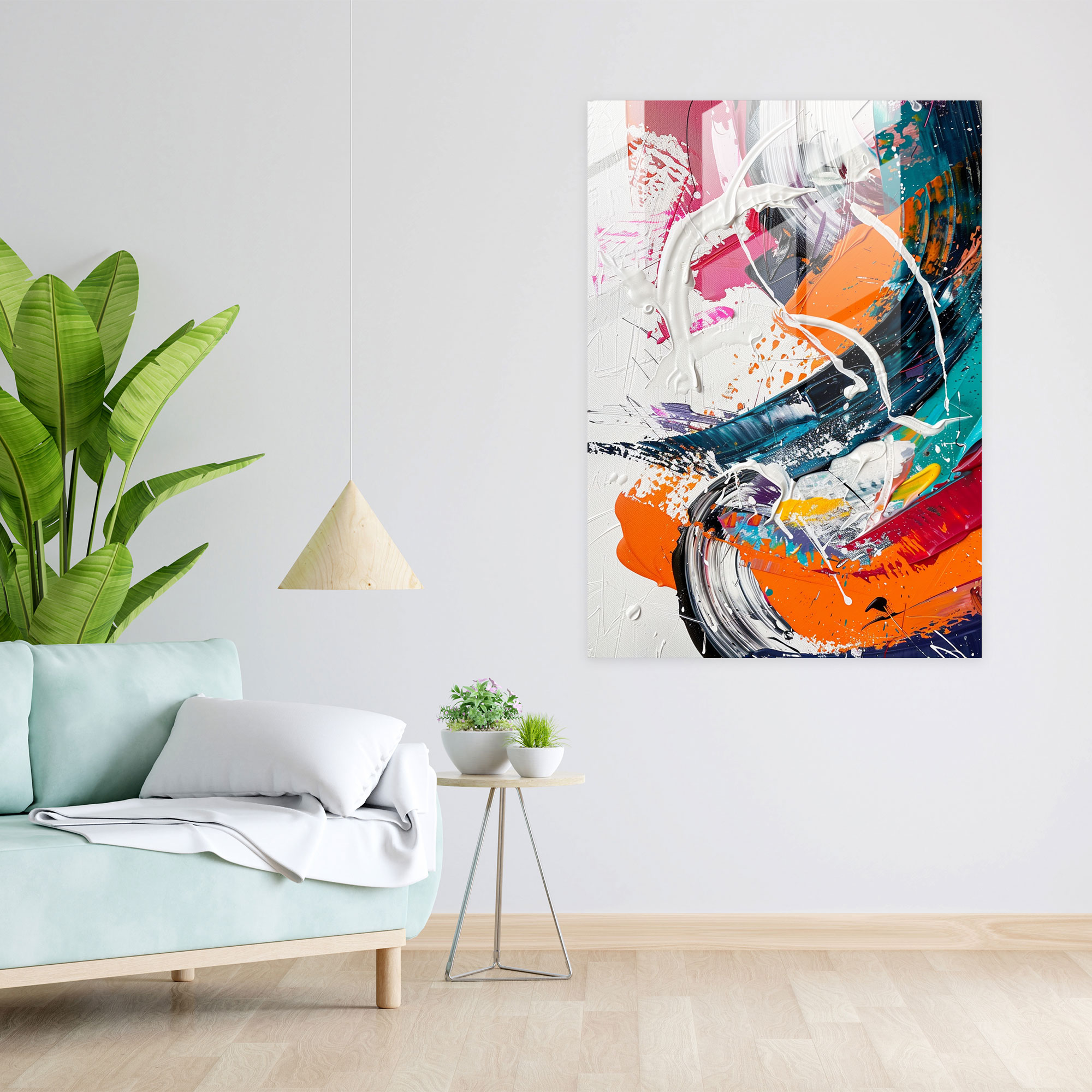 Abstract Swirls Glass Wall Art - Action Painting, Wall Decoration, Glass Wall Art, Action Painting