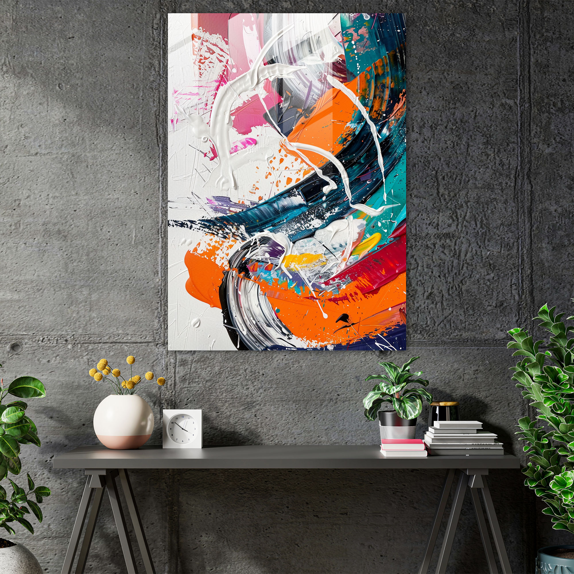 Abstract Swirls Glass Wall Art - Action Painting, Wall Decoration, Glass Wall Art, Action Painting