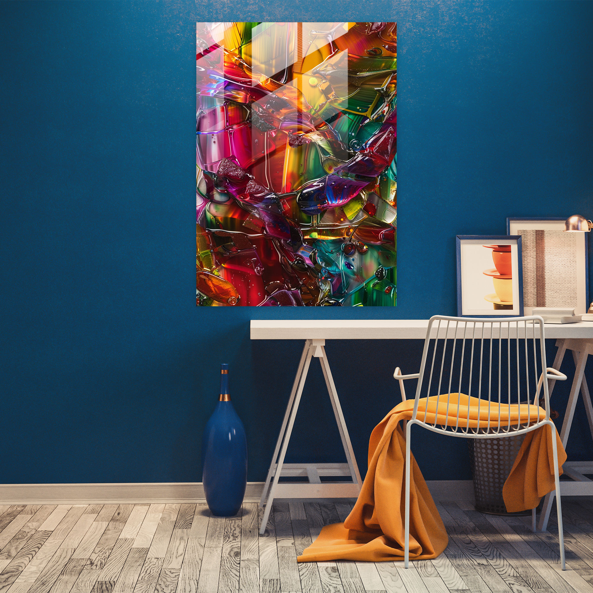 Vibrant Compositions Glass Art - Action Painting, Home Decoration, Wall Decoration, Action Painting