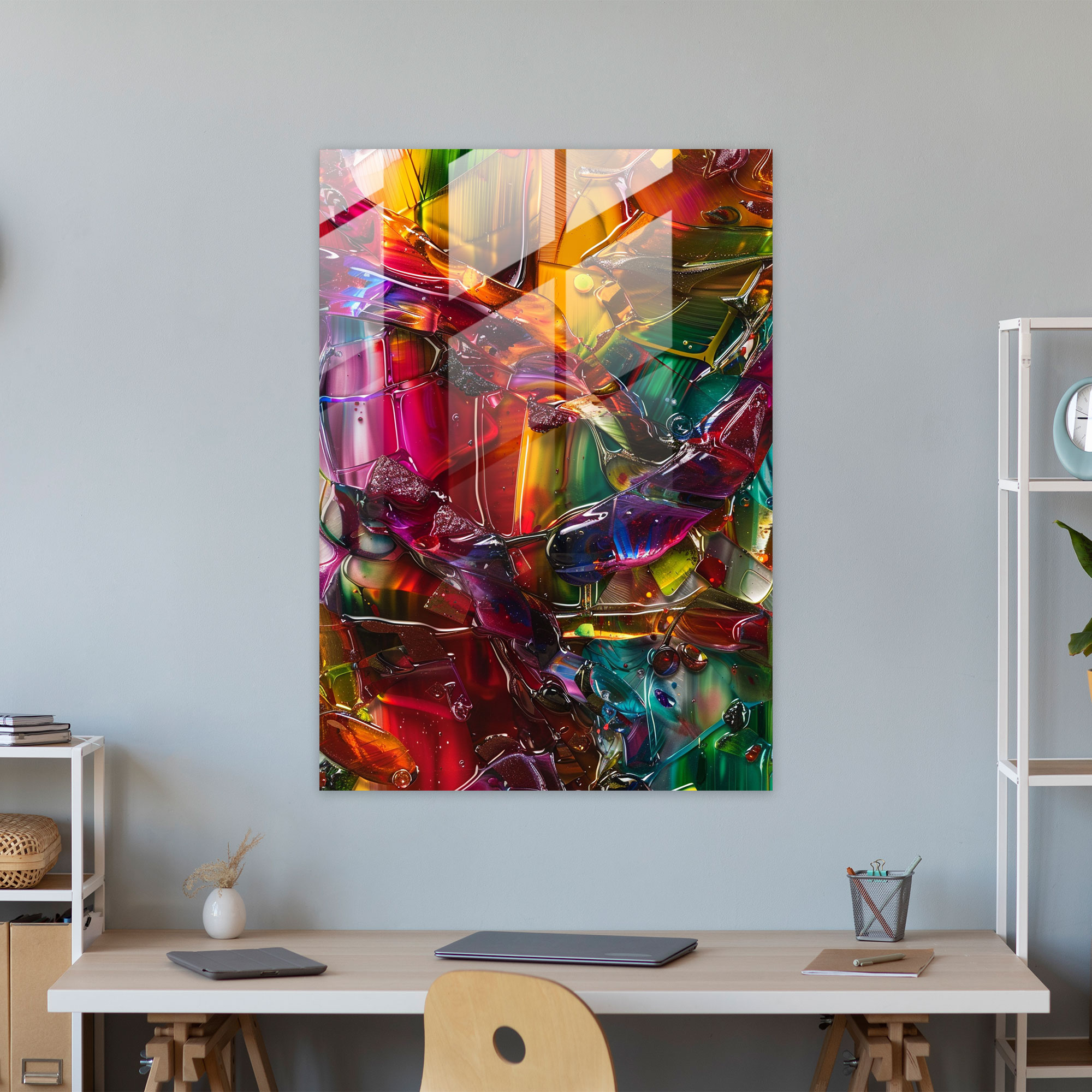 Vibrant Compositions Glass Art - Action Painting, Home Decoration, Wall Decoration, Action Painting