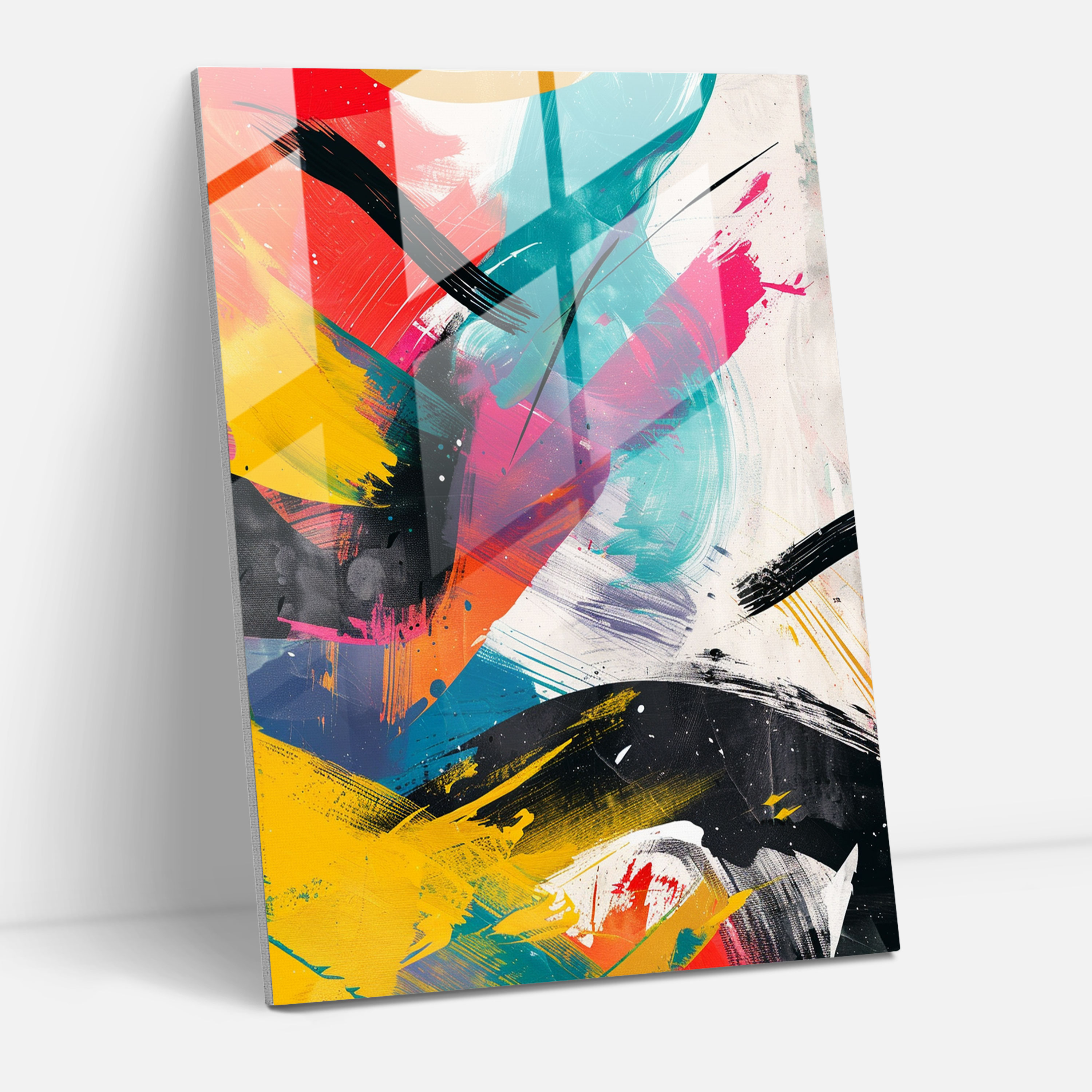 Action Painting Glass Print - Action Painting, Home Decoration, Wall Decoration, Glass Print