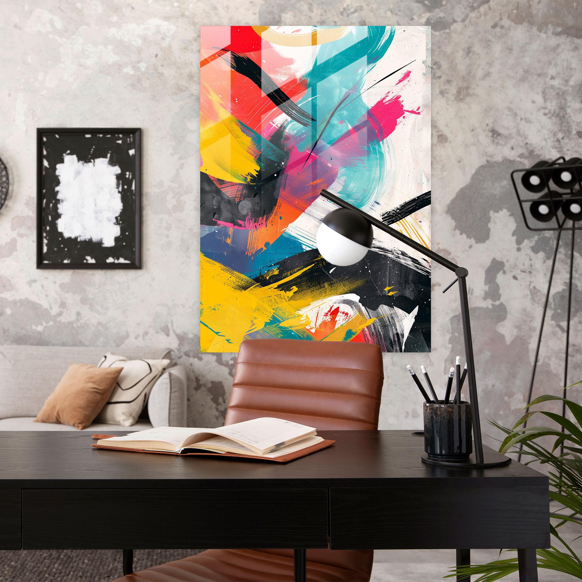 Action Painting Glass Print - Action Painting, Home Decoration, Wall Decoration, Glass Print