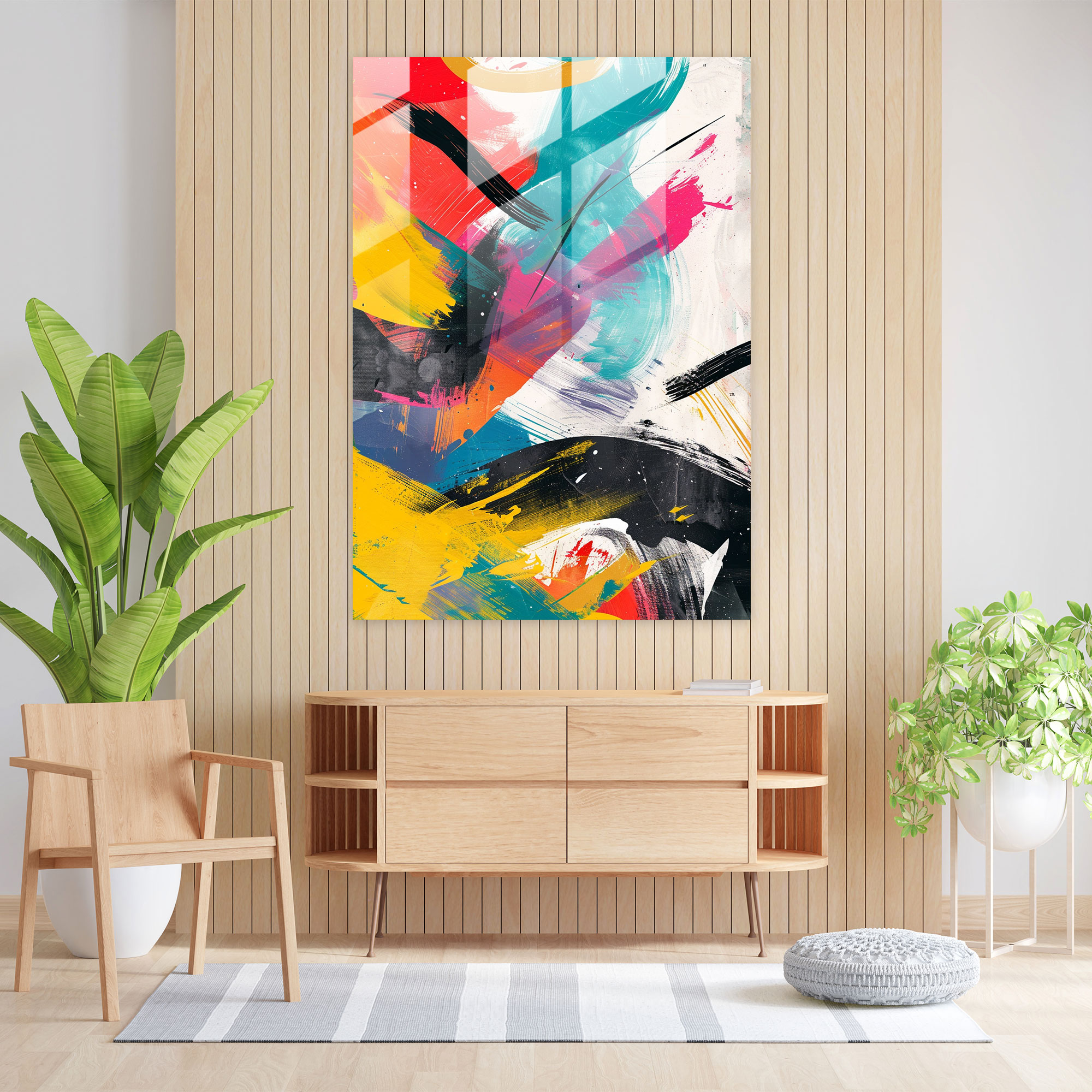 Action Painting Glass Print - Action Painting, Home Decoration, Wall Decoration, Glass Print