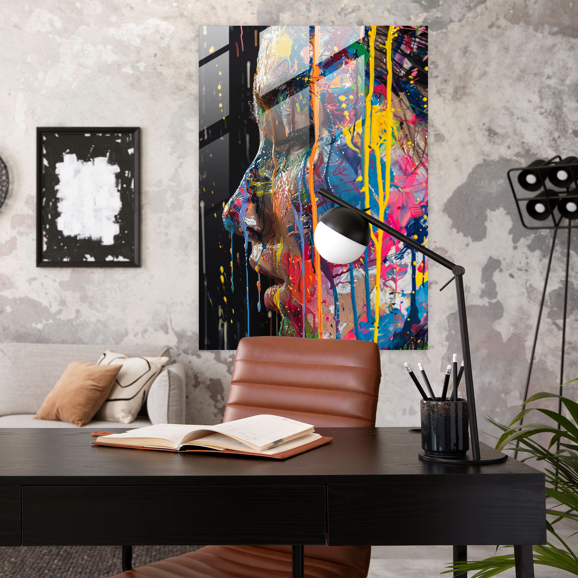 Dynamic Action Painting Glass Wall Art - Action Painting, Glass Art, Glass Wall Art, Wall Decoration