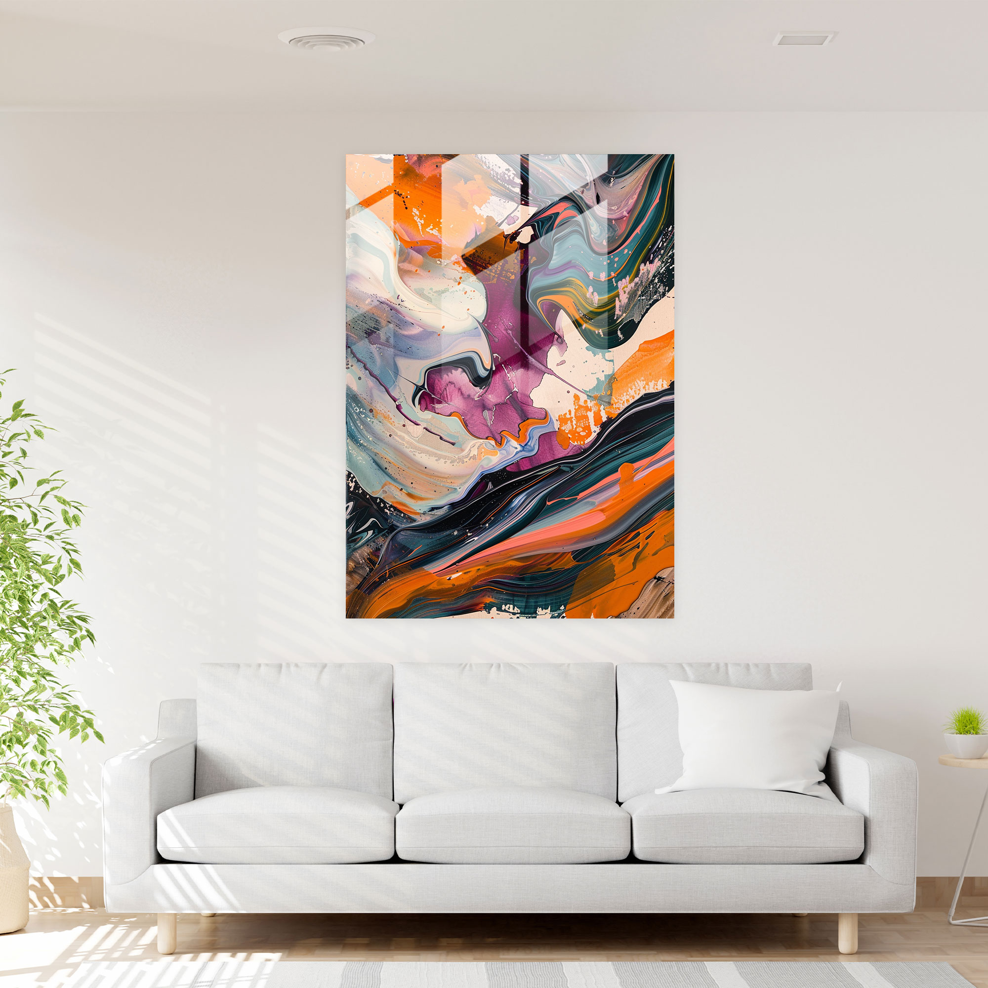 Organic Action Painting Wall Decoration - Action Painting, Action Painting, Glass Art, Glass Print