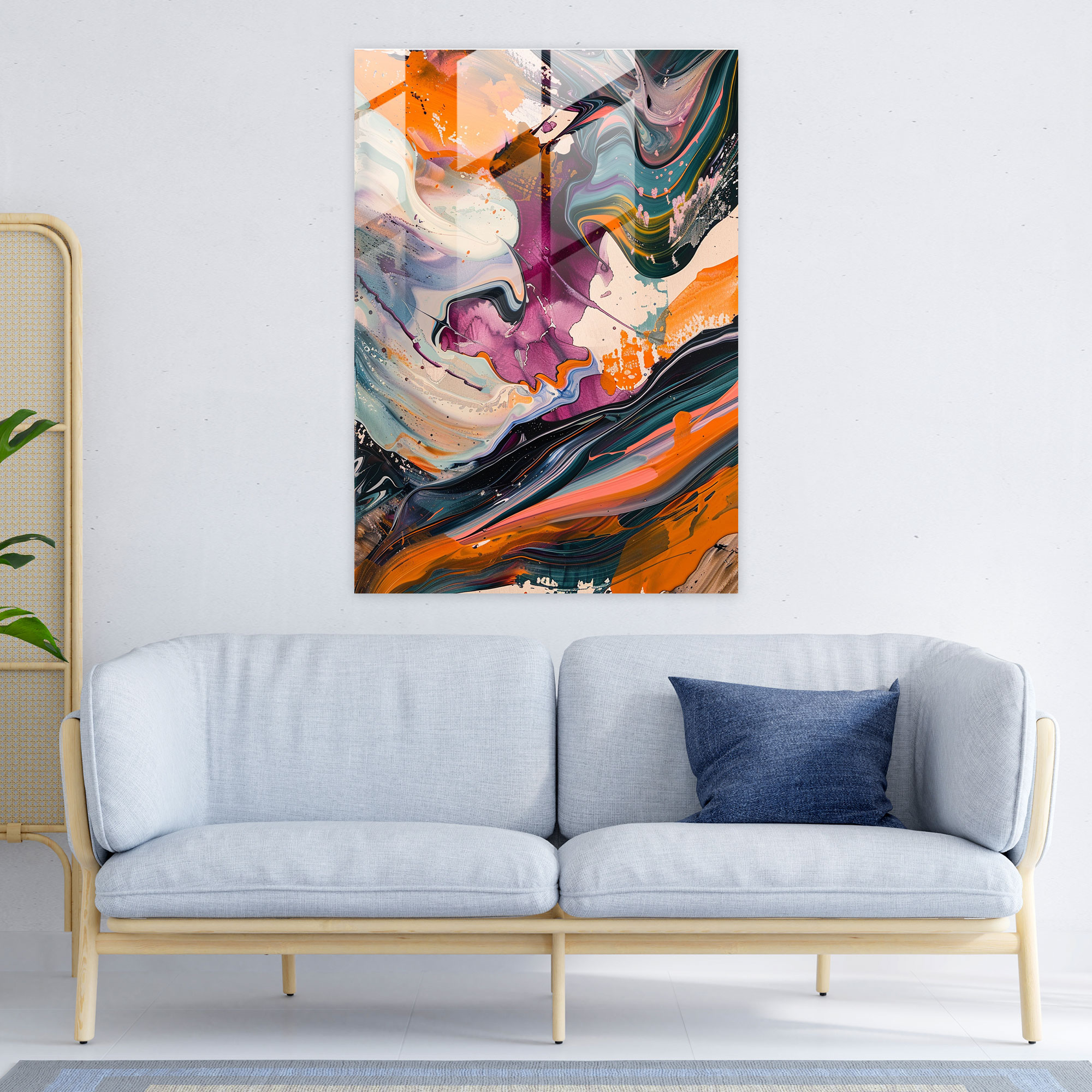 Organic Action Painting Wall Decoration - Action Painting, Action Painting, Glass Art, Glass Print