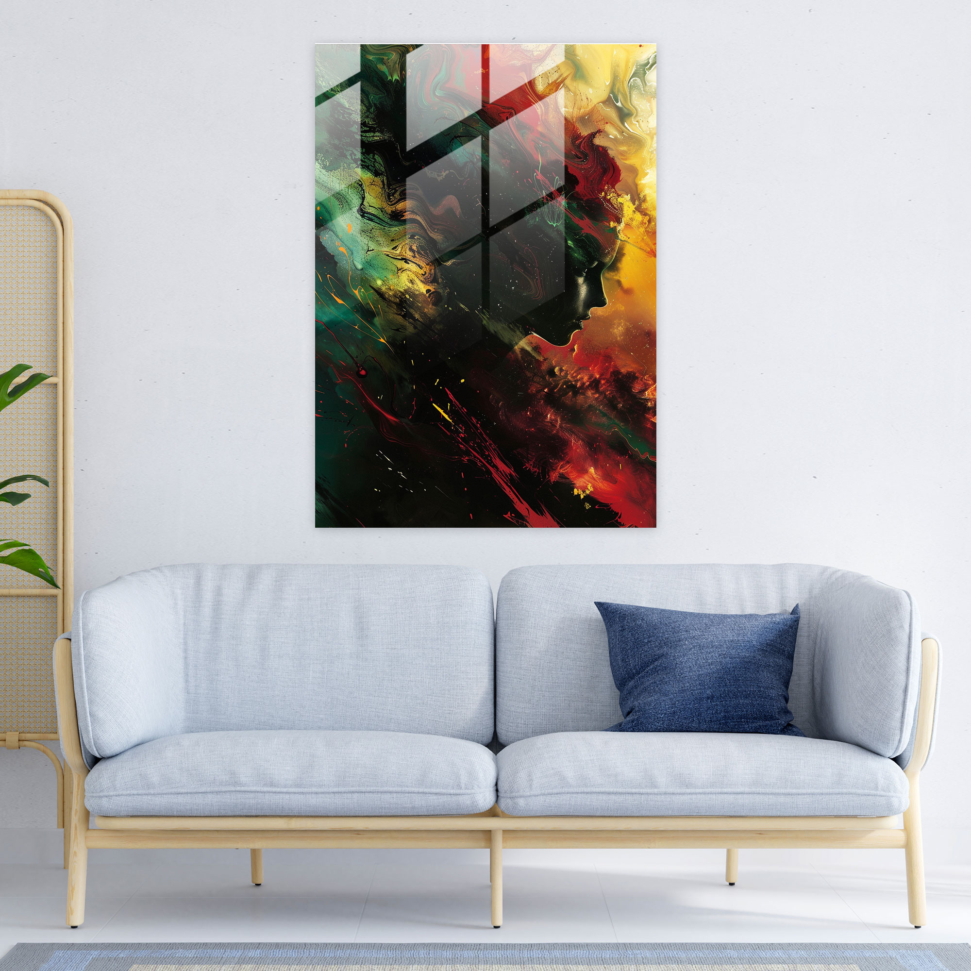 Dramatic Action Painting Glass Wall Art - Action Painting, Glass Art, Glass Wall Art, Intense Colors