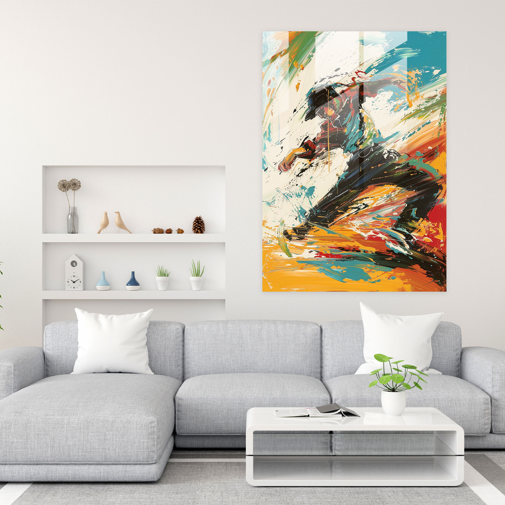 Dynamic Energy Glass Wall Art - Action Painting, Glass Art, Wall Decoration, Glass Wall Art