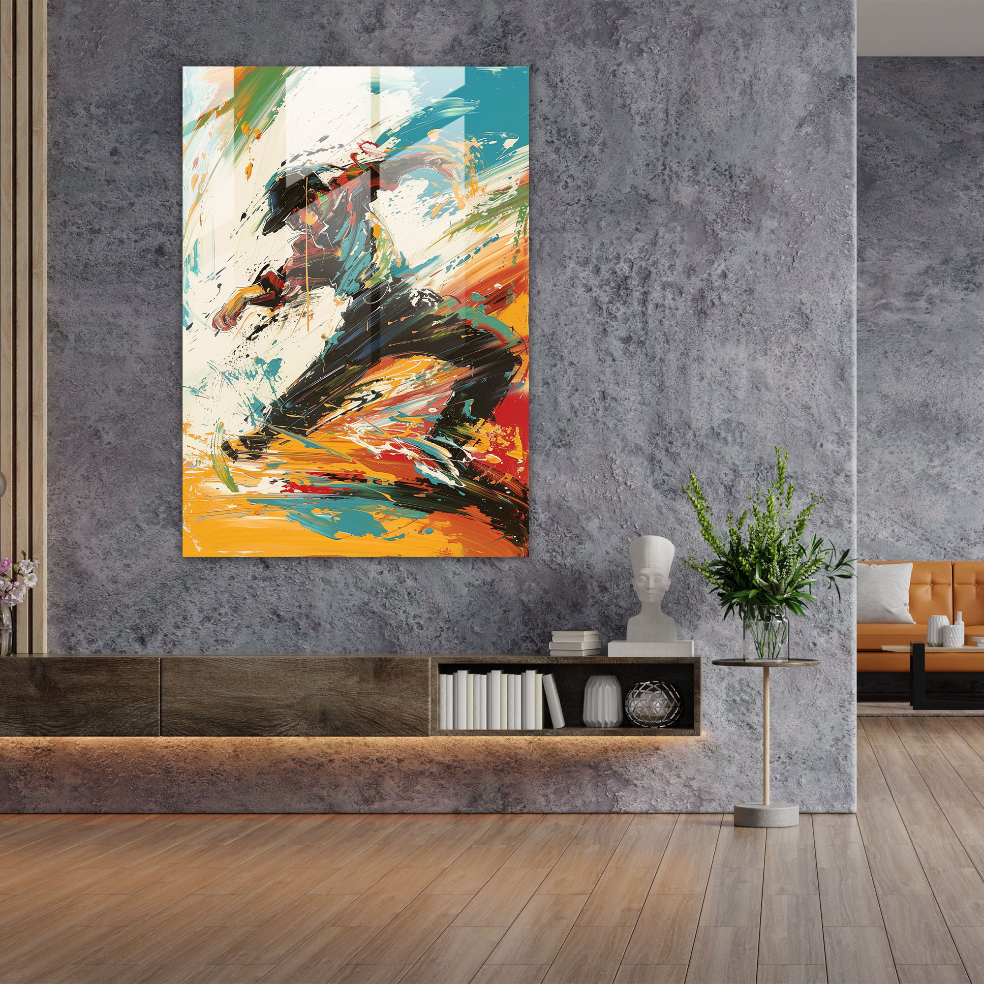 Dynamic Energy Glass Wall Art - Action Painting, Glass Art, Wall Decoration, Glass Wall Art