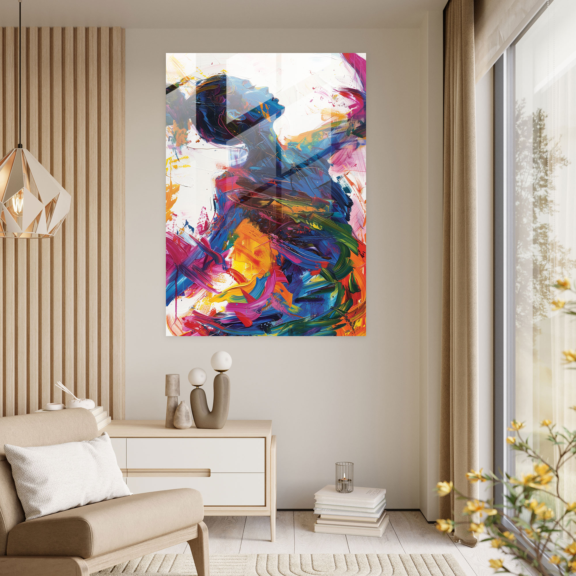 Vibrant Expression Glass Wall Art - Action Painting, Expressive Art, Glass Wall Art, Vibrant Colors