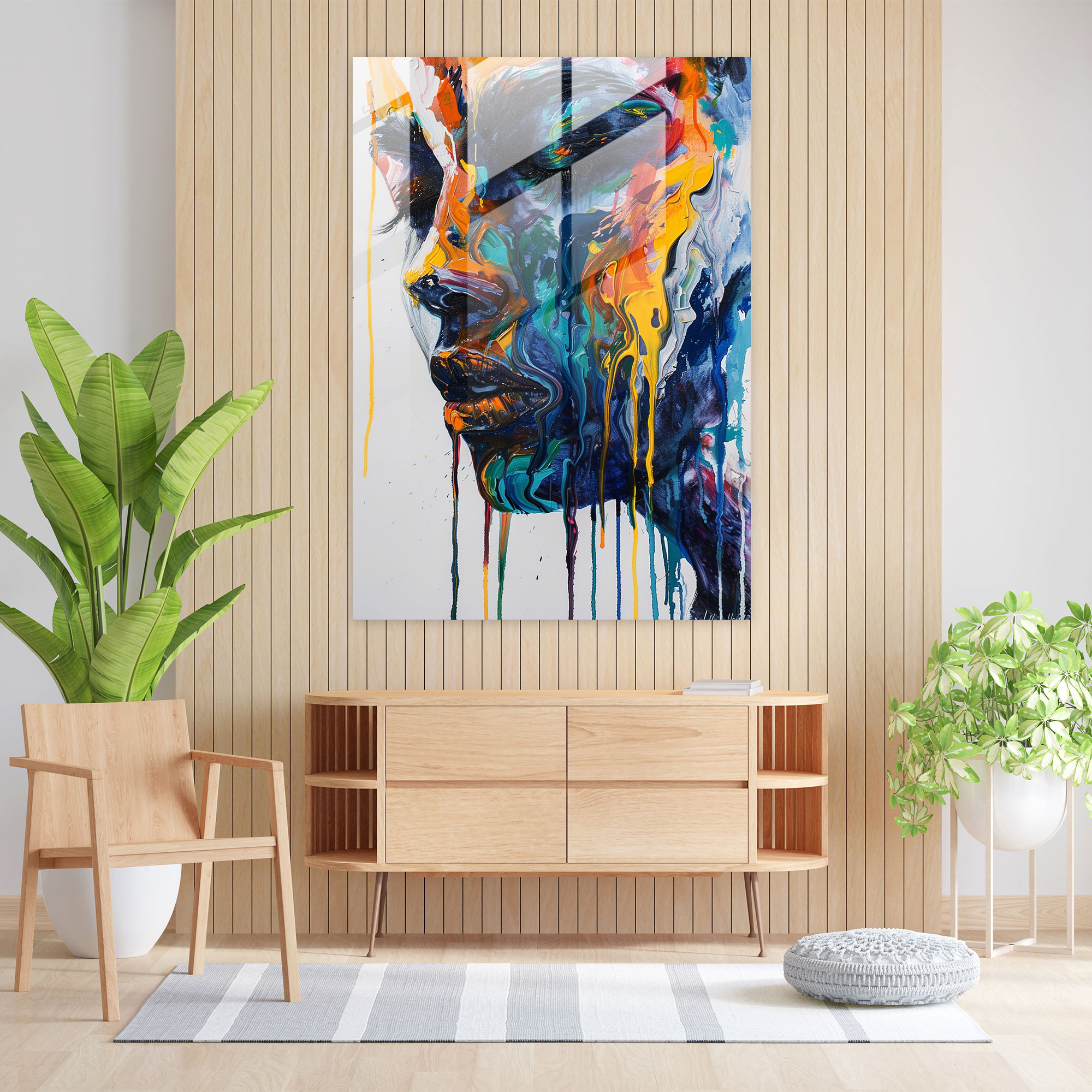 Fluid Motion Glass Art - Action Painting, Movement, Fluid Lines, Glass Art