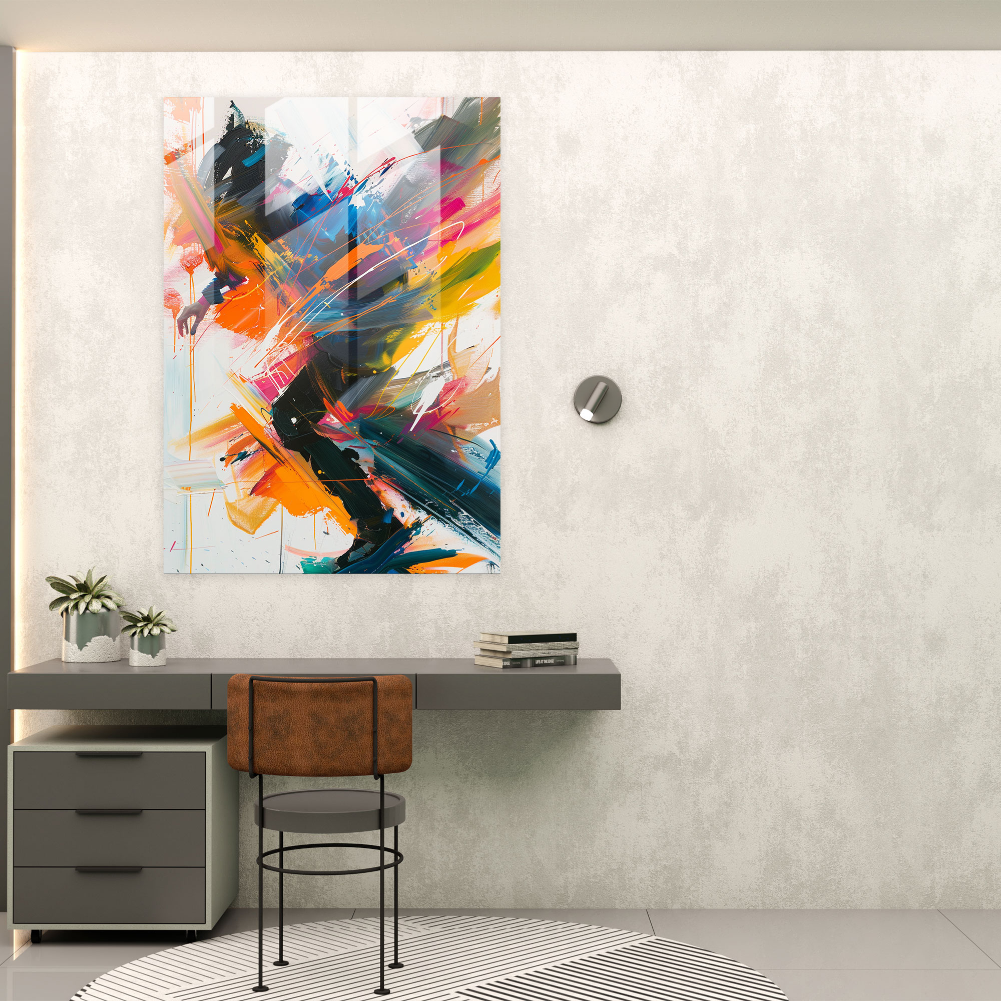 Spontaneous Burst Glass Print - Action Painting, Glass Print, Action Painting, Spontaneous Art