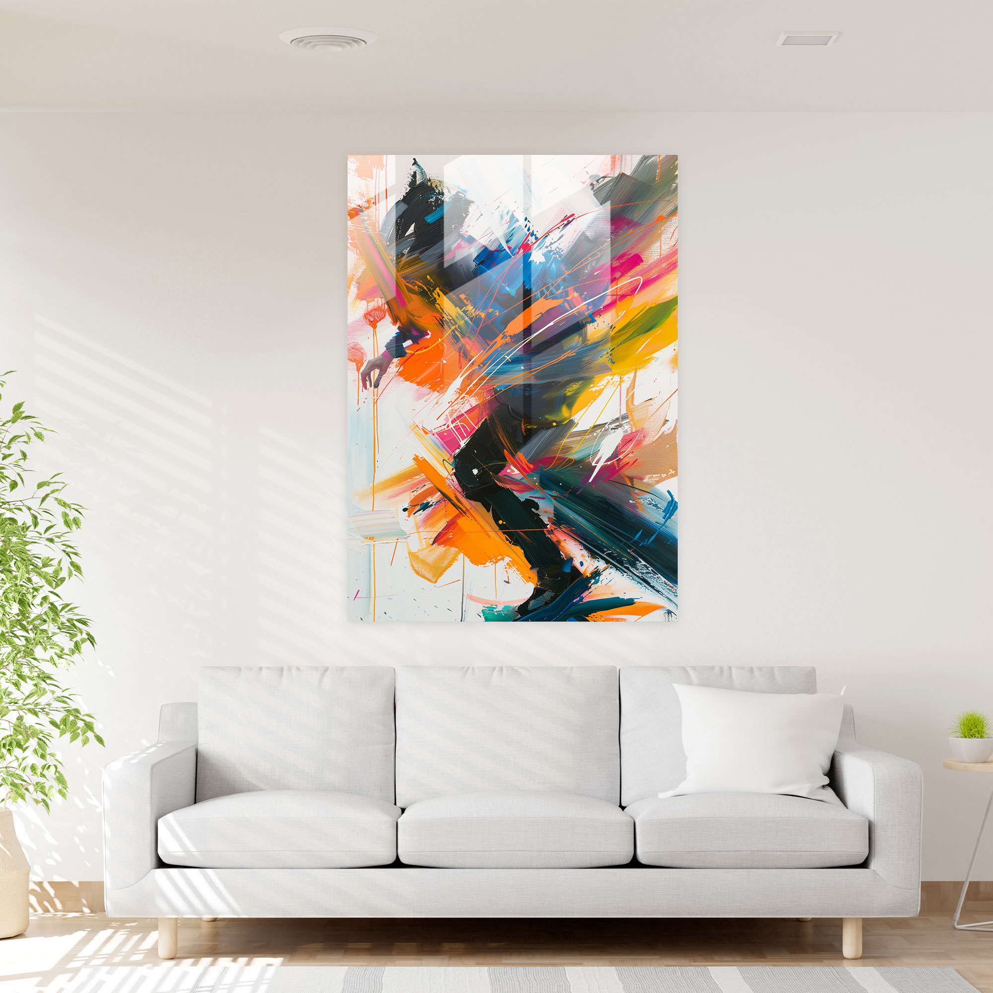 Spontaneous Burst Glass Print - Action Painting, Glass Print, Action Painting, Spontaneous Art