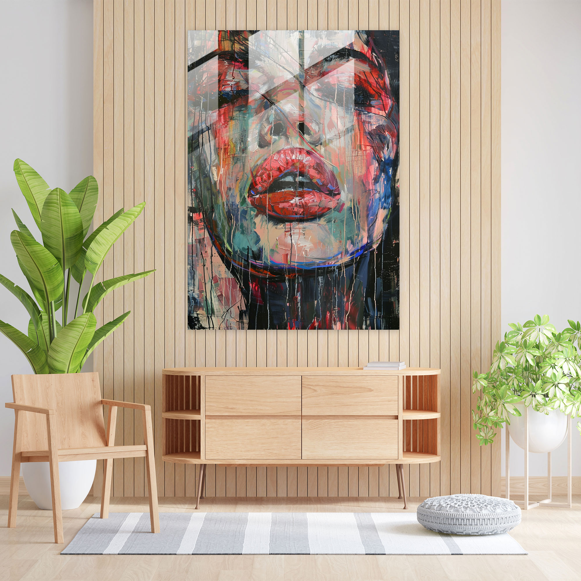 Contrast Collide Glass Print - Action Painting, Intense Brushstrokes, Action Painting, Bold Contrasts