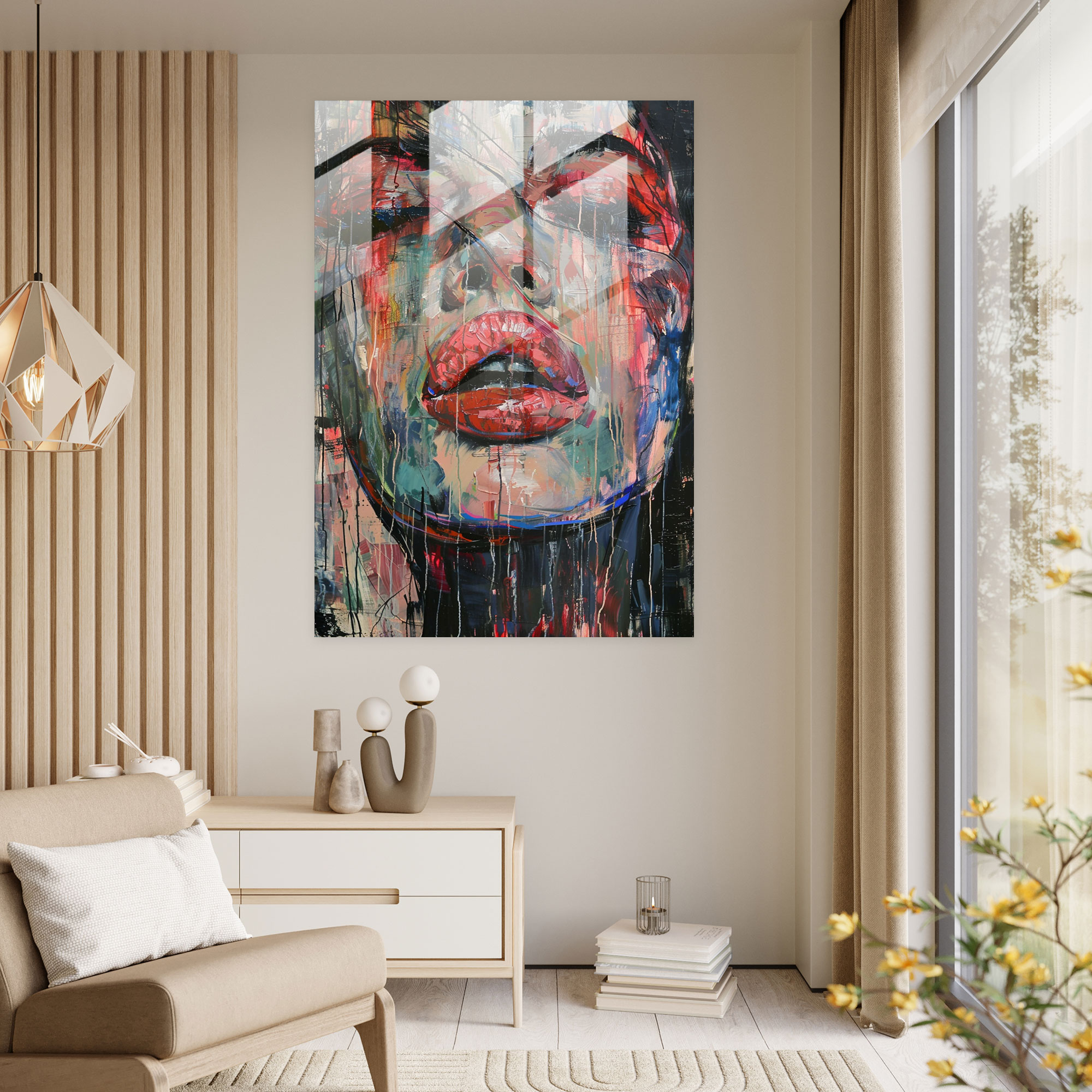 Contrast Collide Glass Print - Action Painting, Intense Brushstrokes, Action Painting, Bold Contrasts
