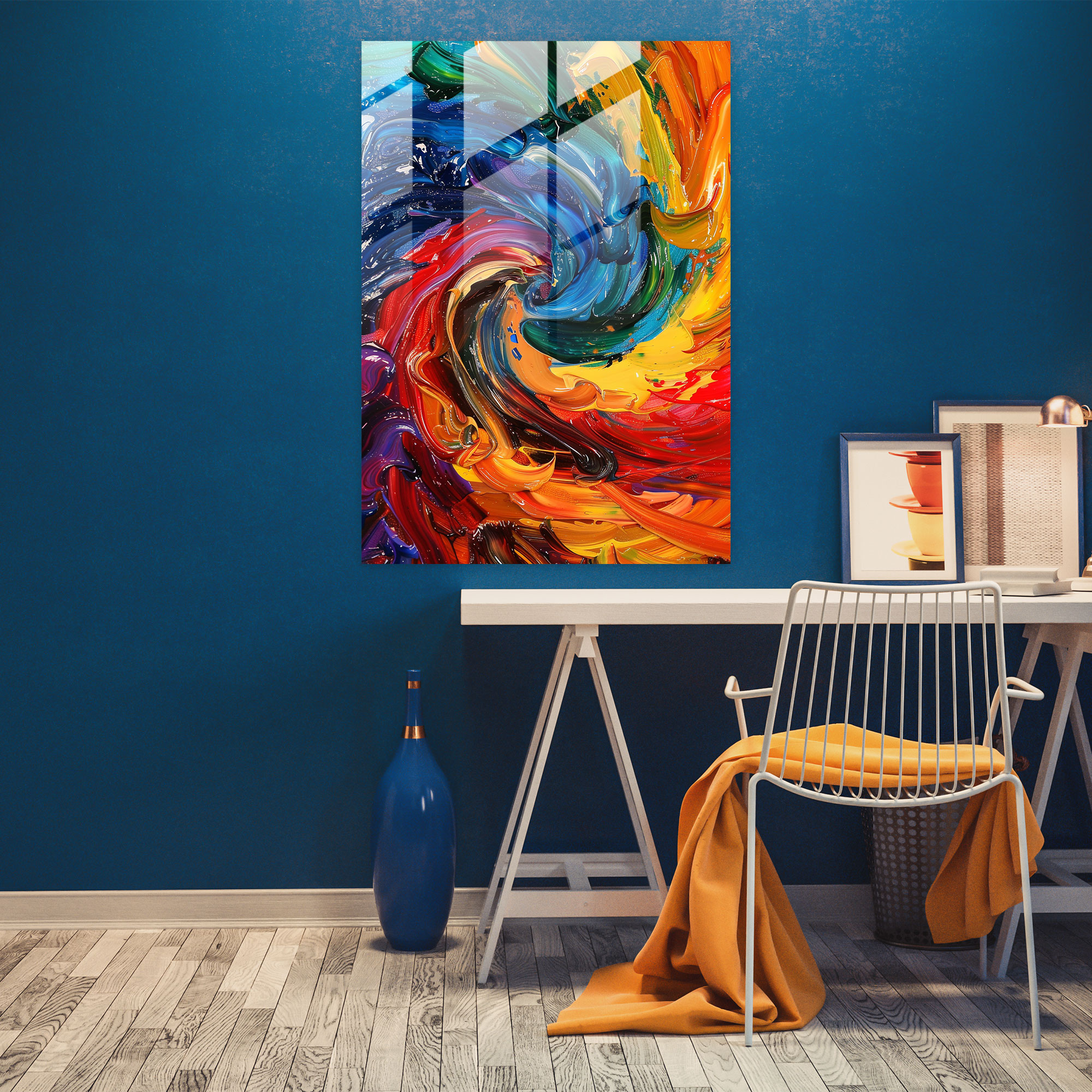 Action Painting Glass Print - Action Painting, Modern Art, Abstract Art, Glass Print