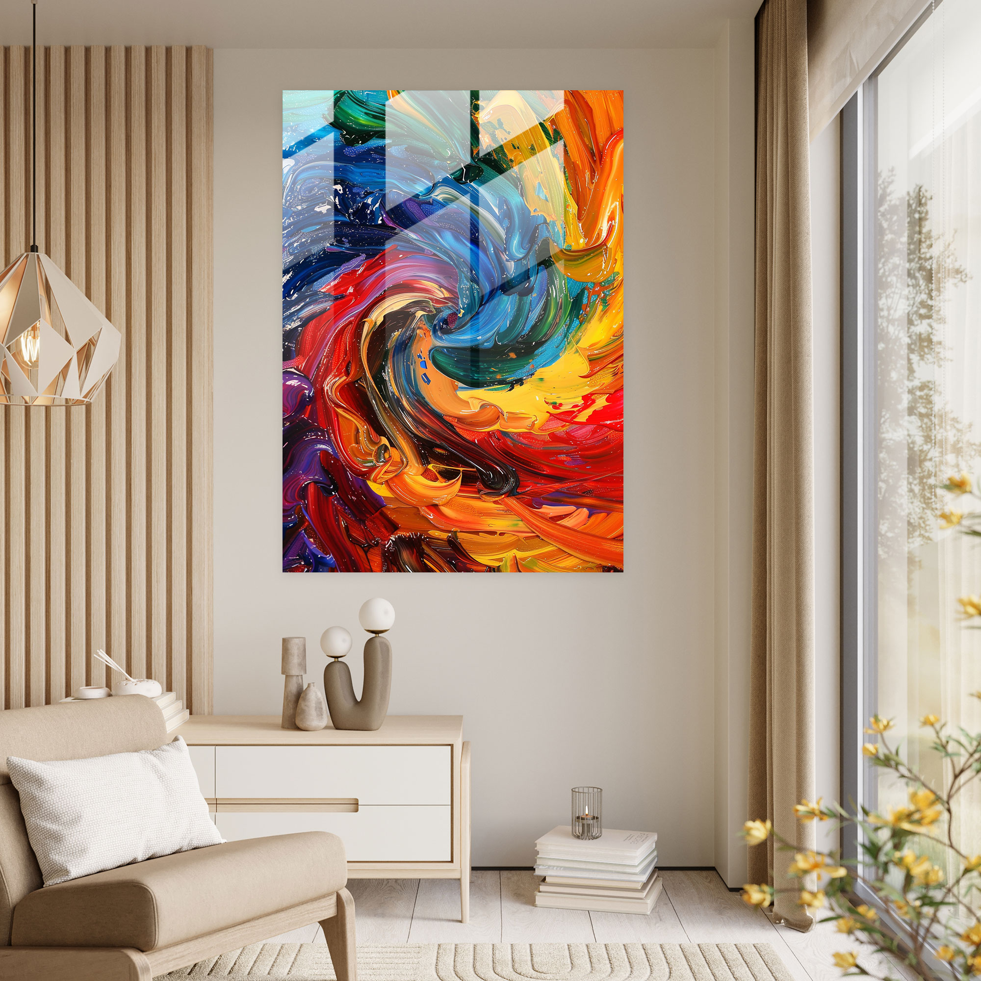 Action Painting Glass Print - Action Painting, Modern Art, Abstract Art, Glass Print