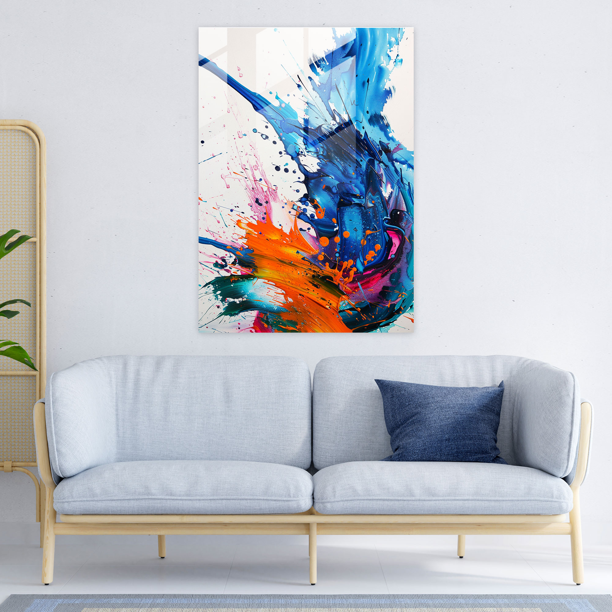 Dynamic Action Painting Glass Wall Art - Action Painting, Wall Decoration, Modern Art, Glass Wall Art