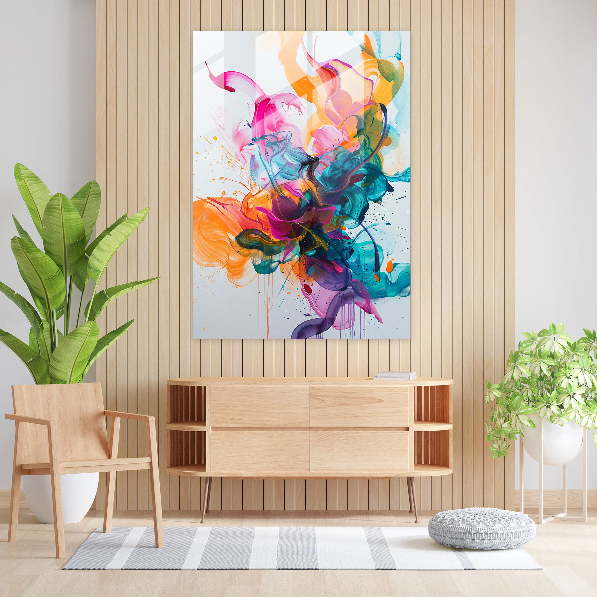 Vivid Action Painting Glass Print - Action Painting, Colorful Art, Glass Wall Art, Action Painting