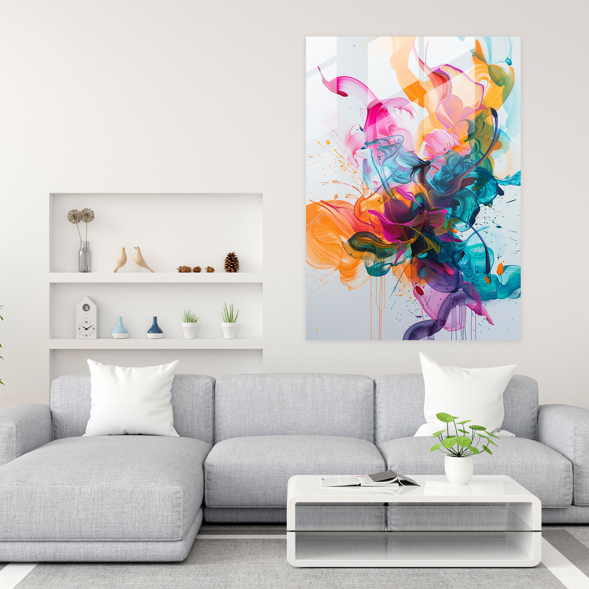 Vivid Action Painting Glass Print - Action Painting, Colorful Art, Glass Wall Art, Action Painting