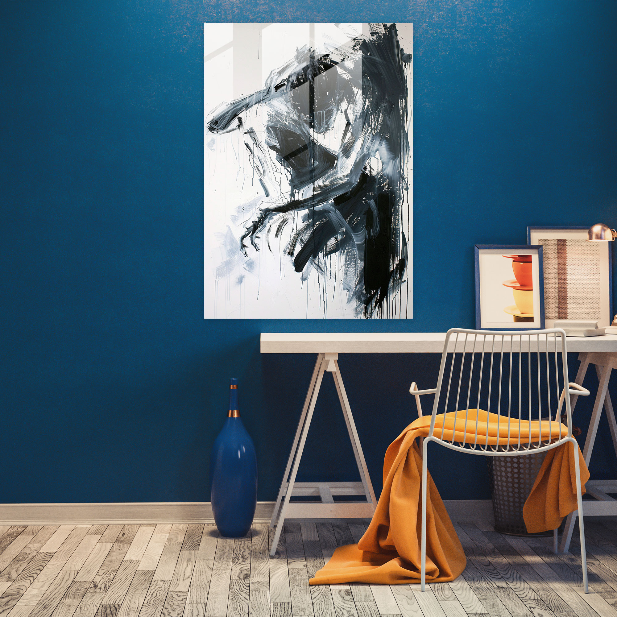 Expressive Gestures Glass Wall Art - Action Painting, Modern Art, Expressive Art, Home Decoration