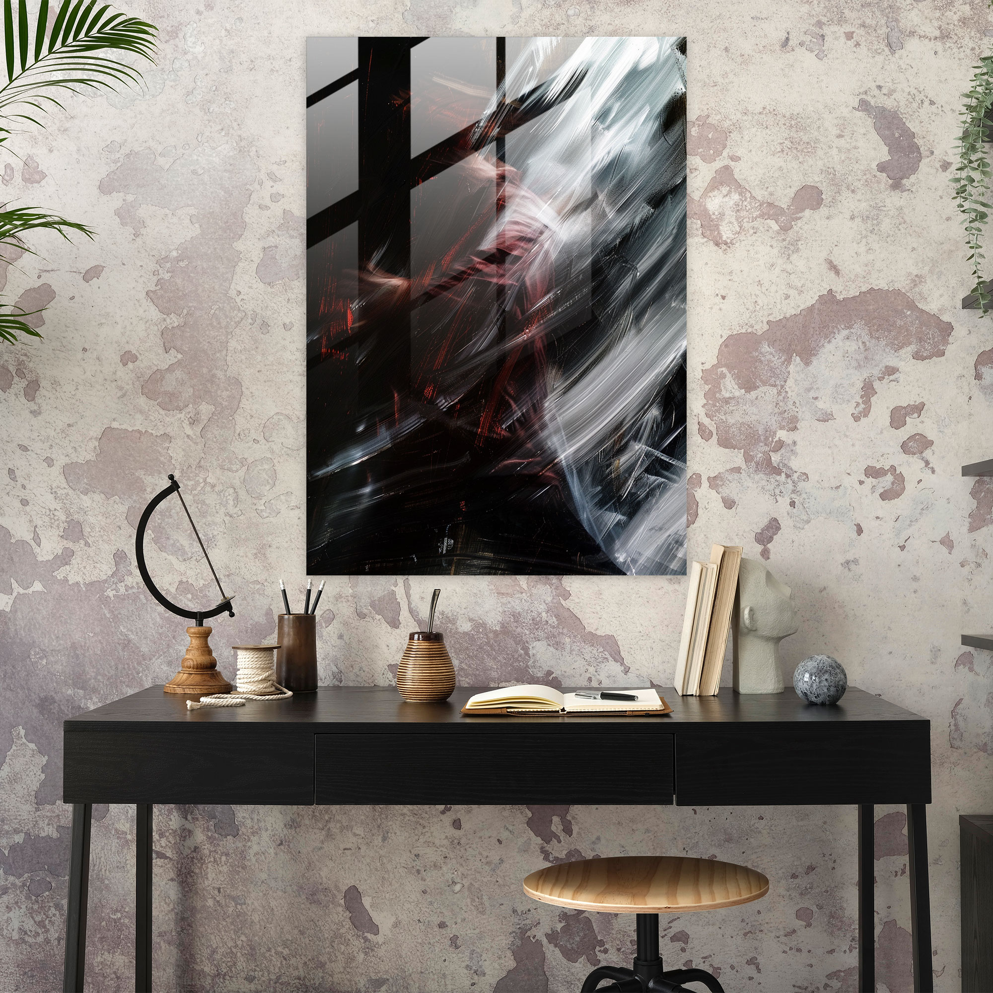 Captured Motion Glass Print - Action Painting, Action Painting, Home Decoration, Wall Decoration
