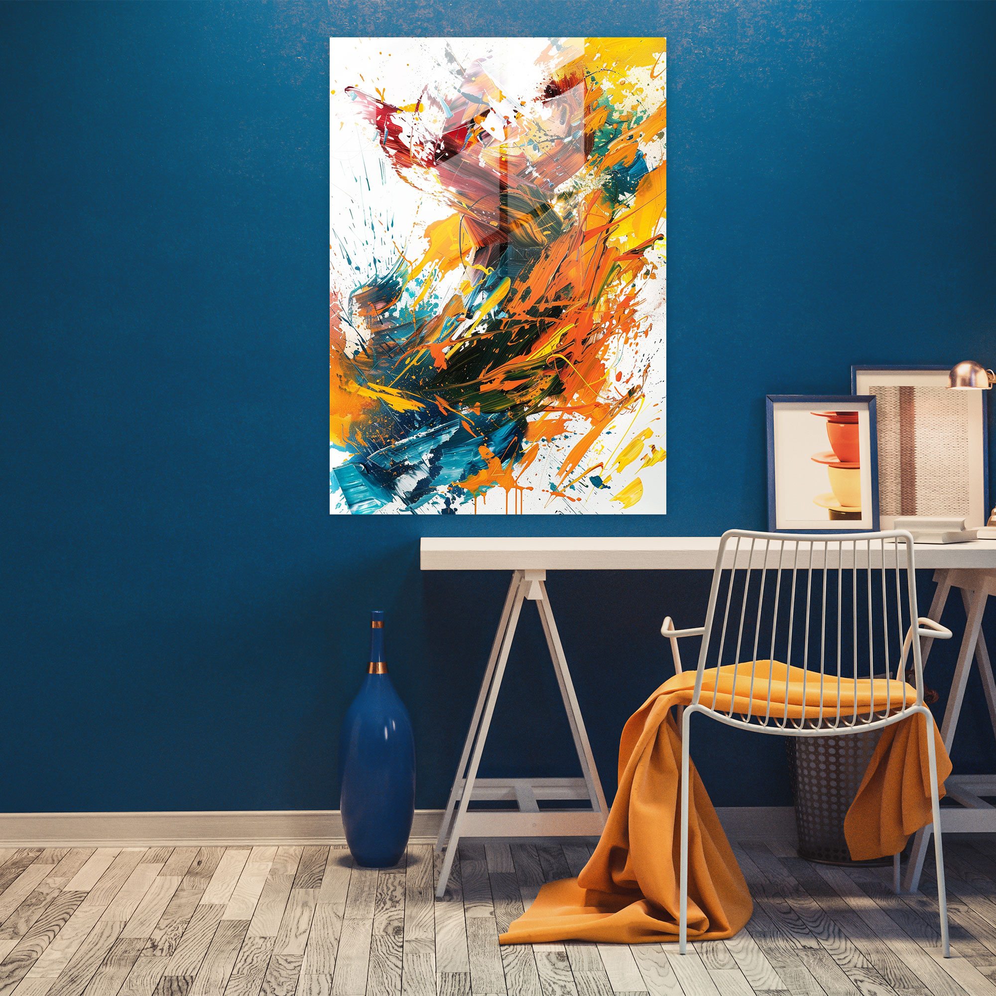 Depth Of Brushstrokes Glass Wall Art - Action Painting, Depth Art, Home Decoration, Glass Wall Art