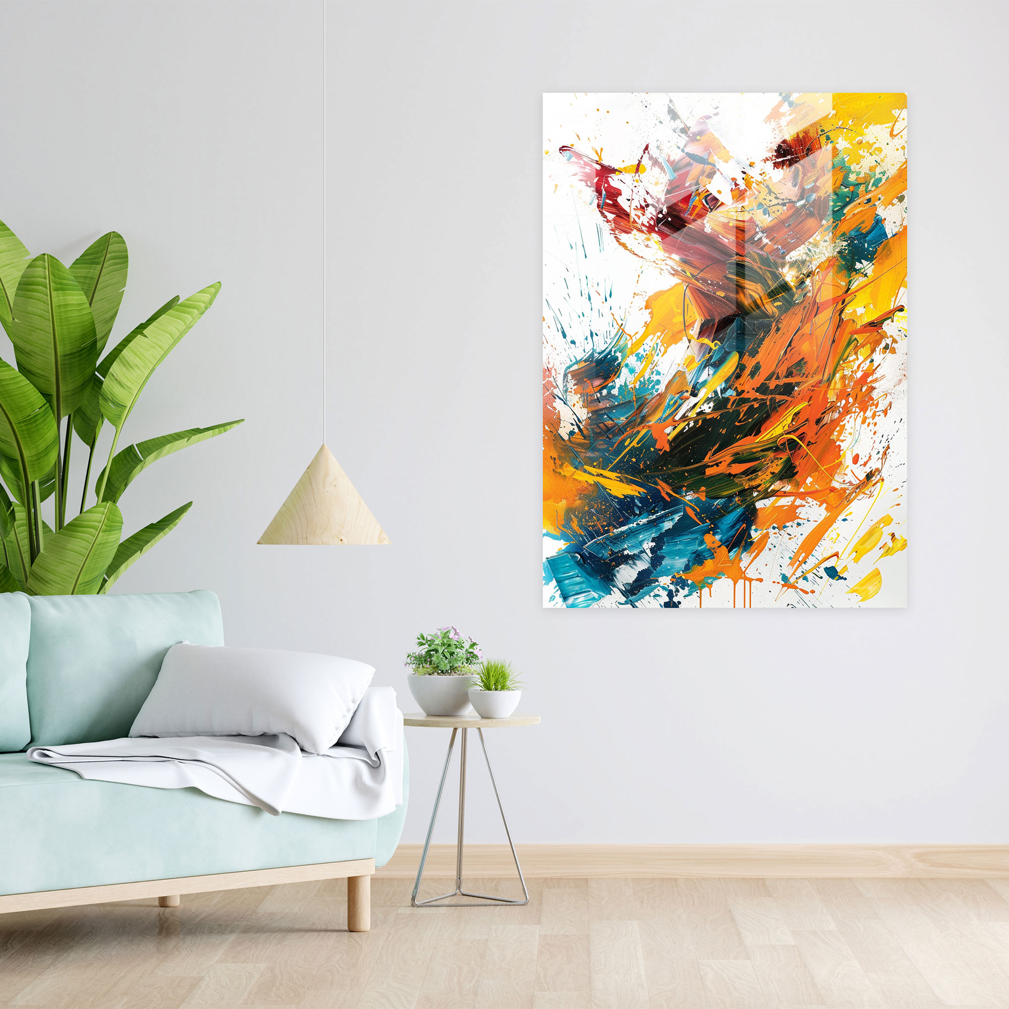 Depth Of Brushstrokes Glass Wall Art - Action Painting, Depth Art, Home Decoration, Glass Wall Art