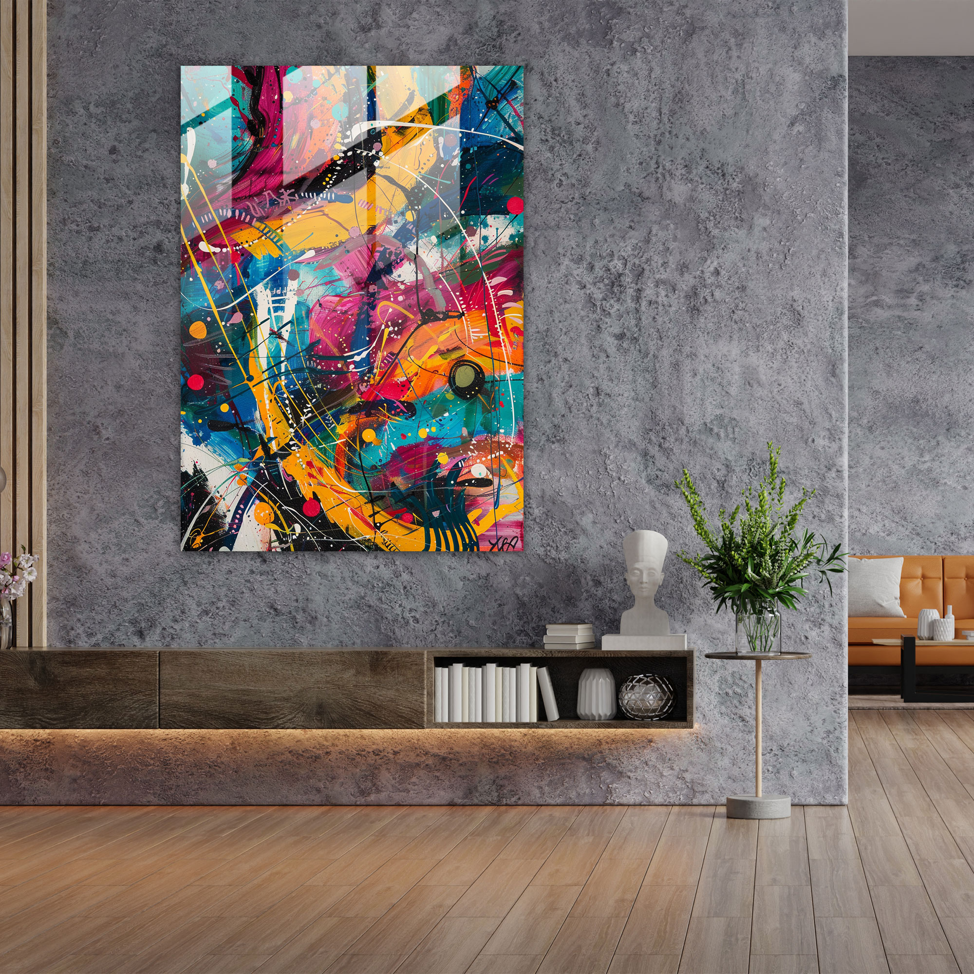 Rhythmic Patterns Glass Print - Action Painting, Modern Art, Glass Print, Pattern Art