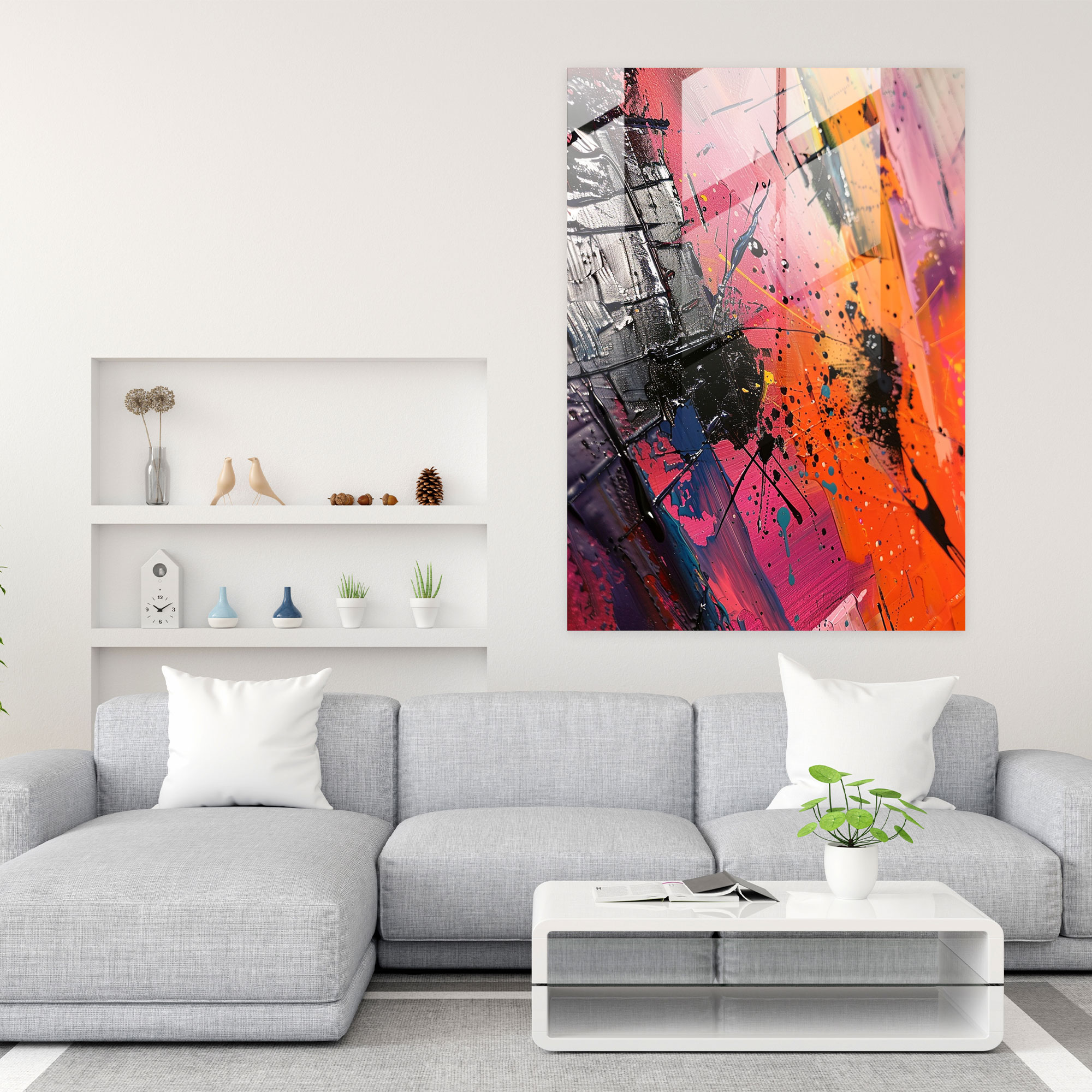 Color Contrast Glass Wall Art - Action Painting, Modern Art, Color Contrast Art, Glass Wall Art