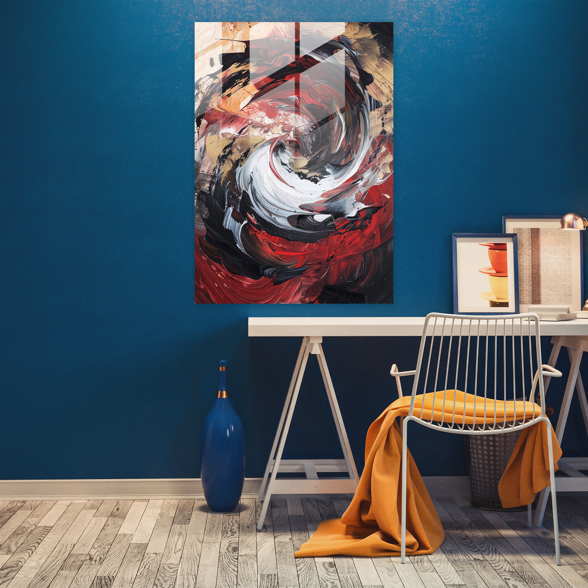 Organic Swirls Glass Print - Action Painting, Glass Print, Modern Art, Action Painting