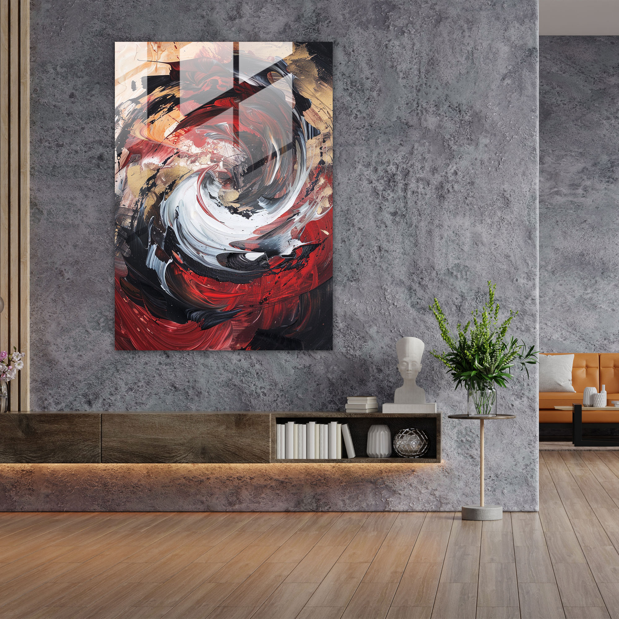 Organic Swirls Glass Print - Action Painting, Glass Print, Modern Art, Action Painting