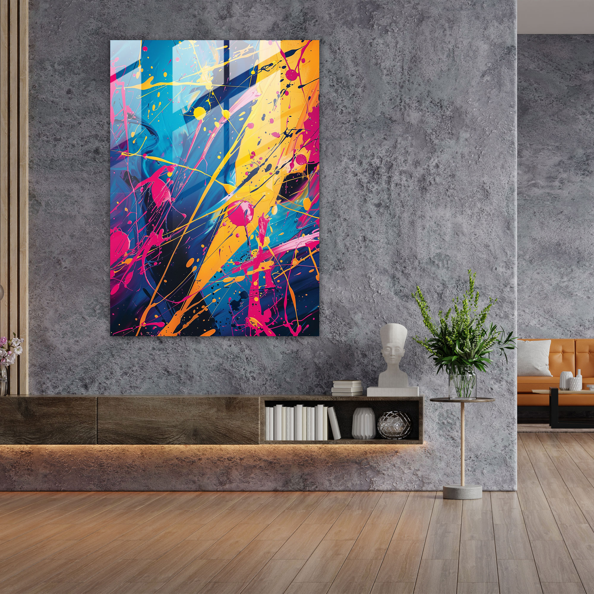 Action Painting Glass Print - Action Painting, Glass Wall Art, Modern Art, Glass Print