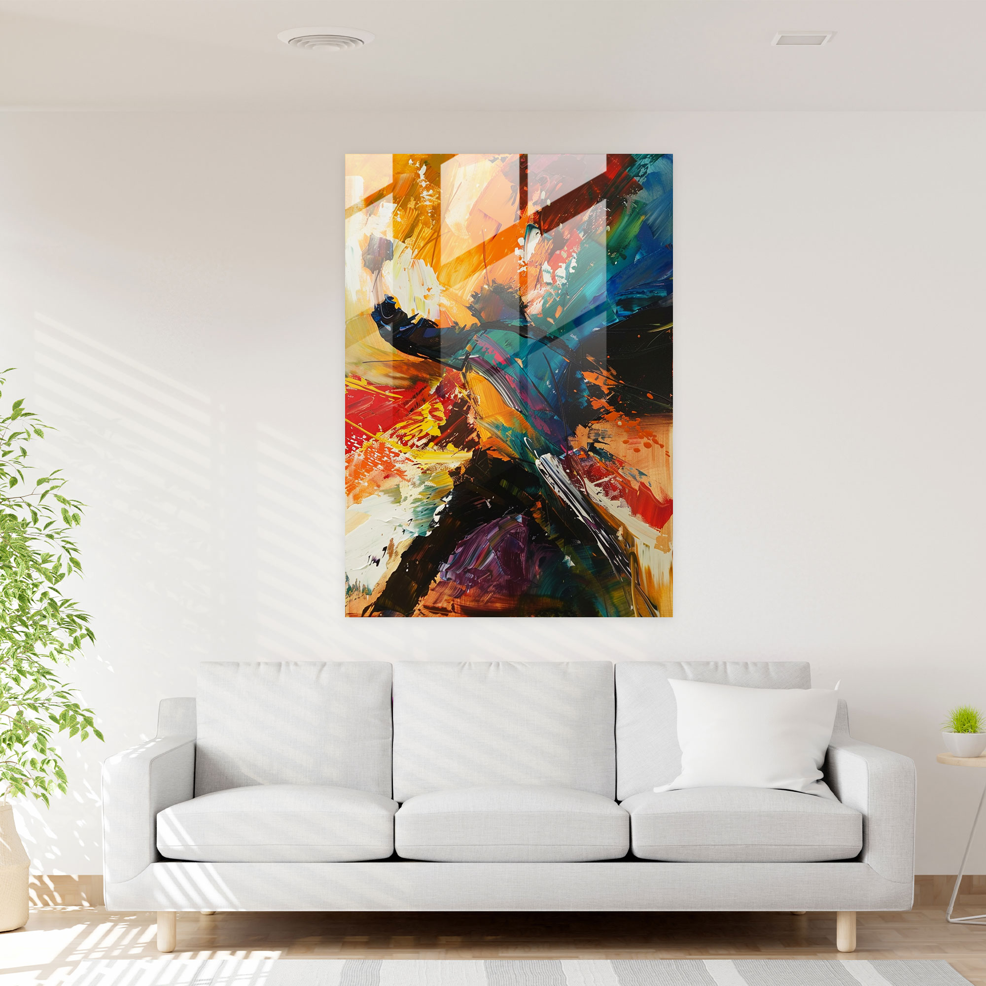 Impactful Action Painting Glass Wall Art - Action Painting, Action Painting, Home Decoration, Glass Wall Art