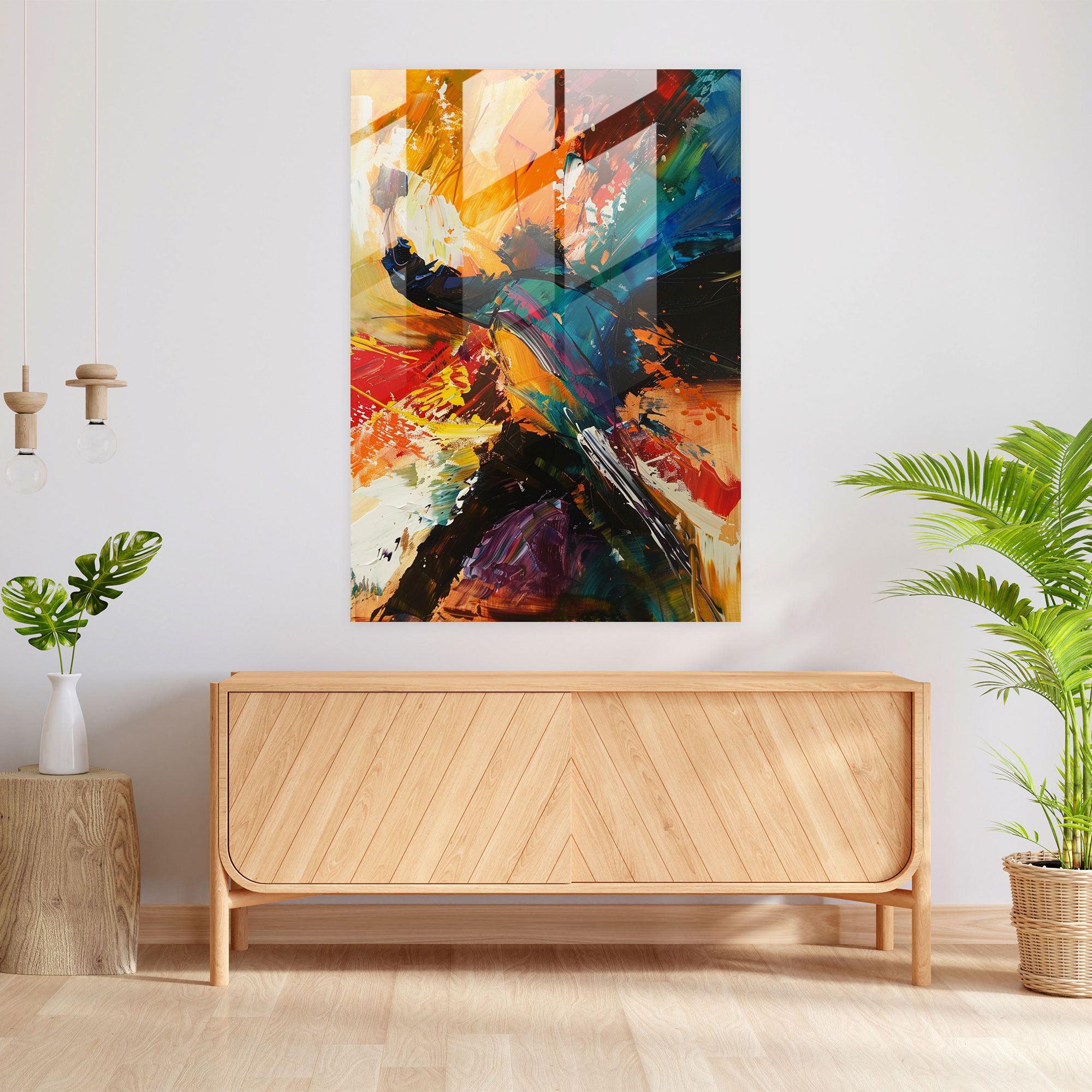 Impactful Action Painting Glass Wall Art - Action Painting, Action Painting, Home Decoration, Glass Wall Art