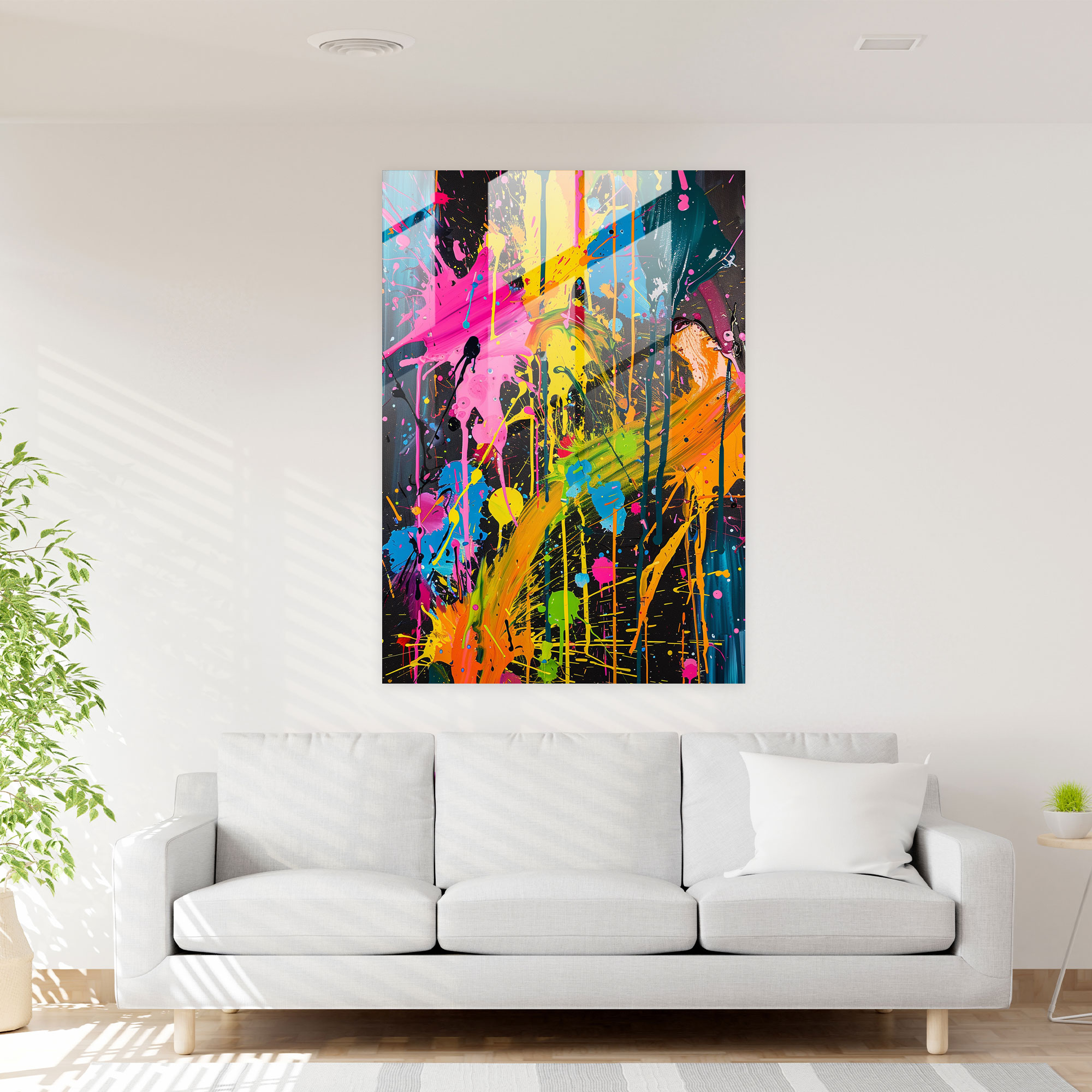 Chaos And Beauty Glass Print - Action Painting, Glass Print, Modern Art, Wall Decoration