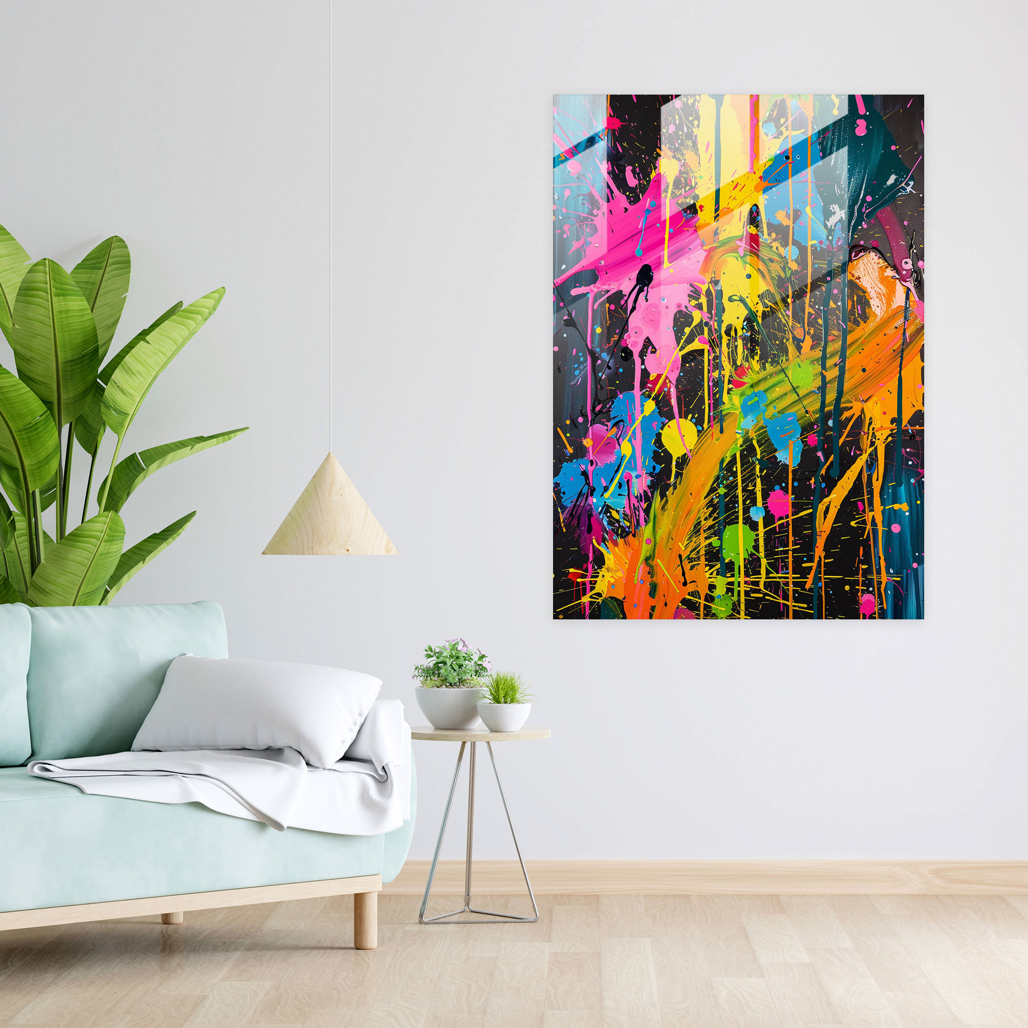 Chaos And Beauty Glass Print - Action Painting, Glass Print, Modern Art, Wall Decoration