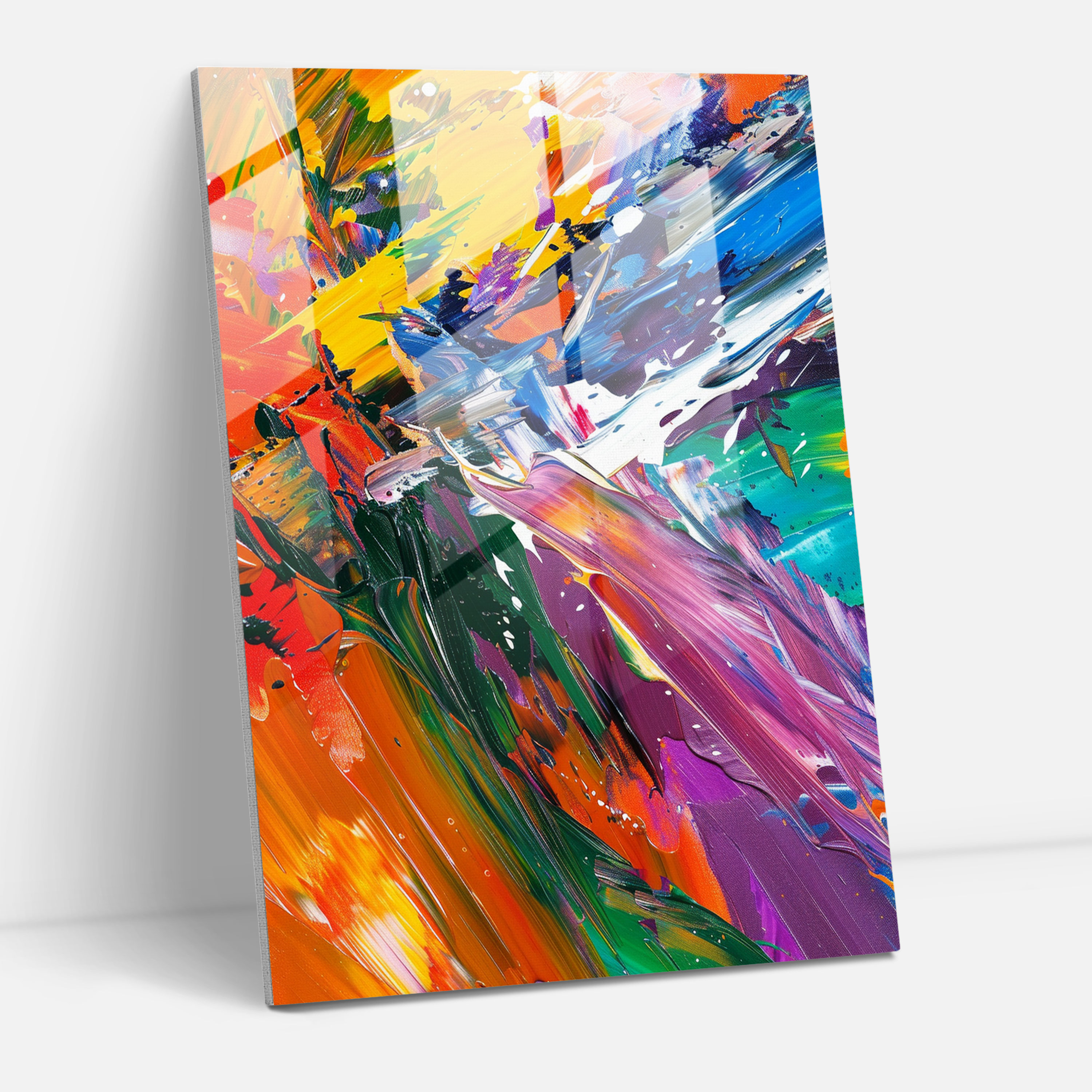 Energetic Expression Glass Wall Art - Action Painting, Home Decoration, Modern Art, Glass Wall Art