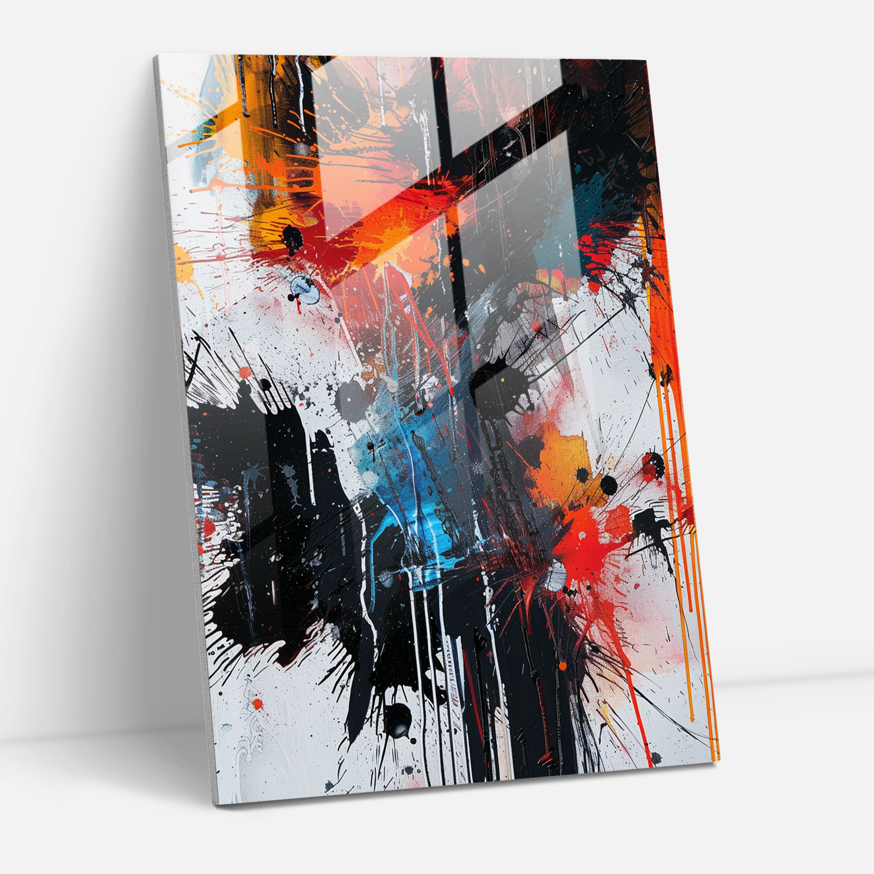 Dramatic Composition Glass Wall Art - Action Painting, Glass Wall Art, Wall Decoration, Modern Art