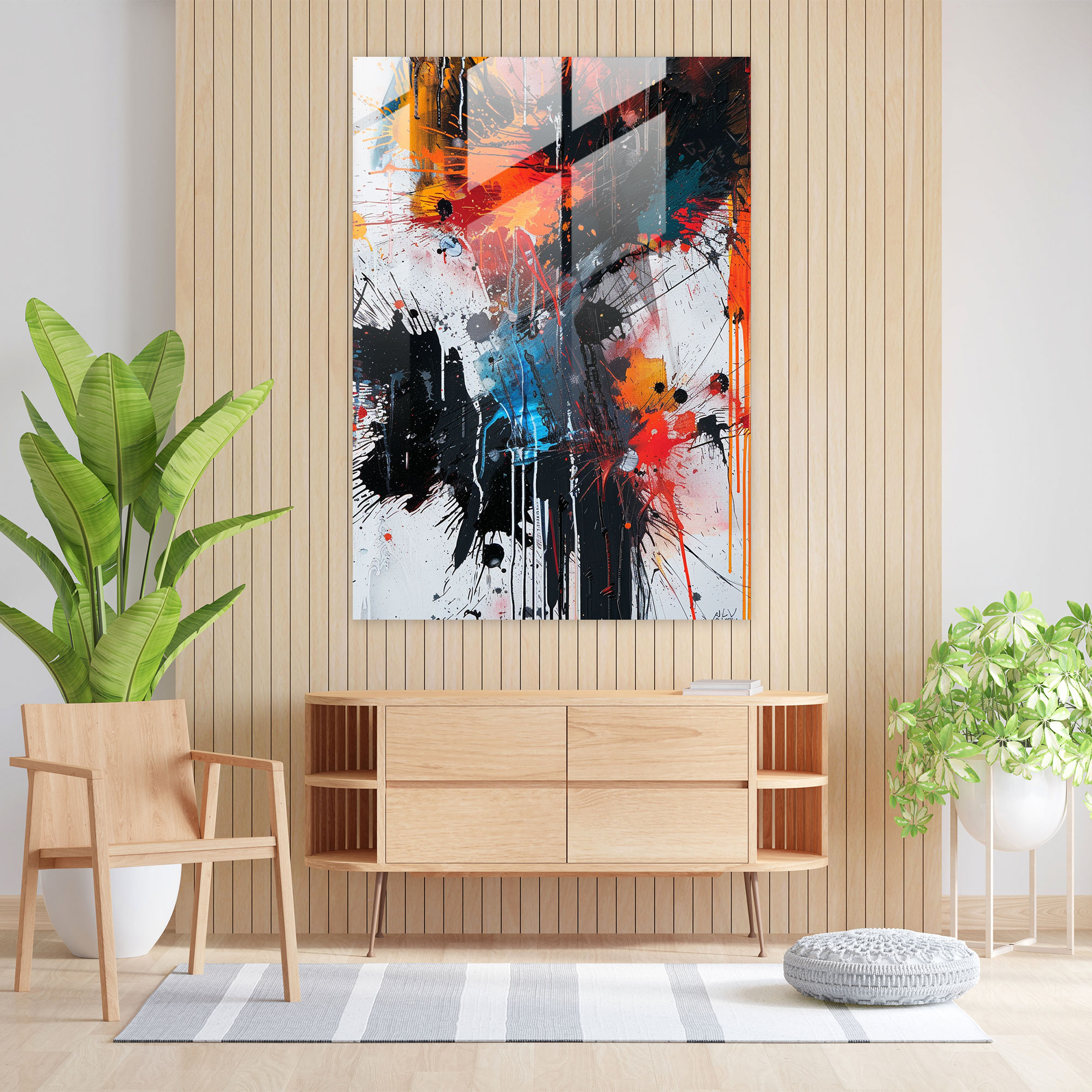 Dramatic Composition Glass Wall Art - Action Painting, Glass Wall Art, Wall Decoration, Modern Art
