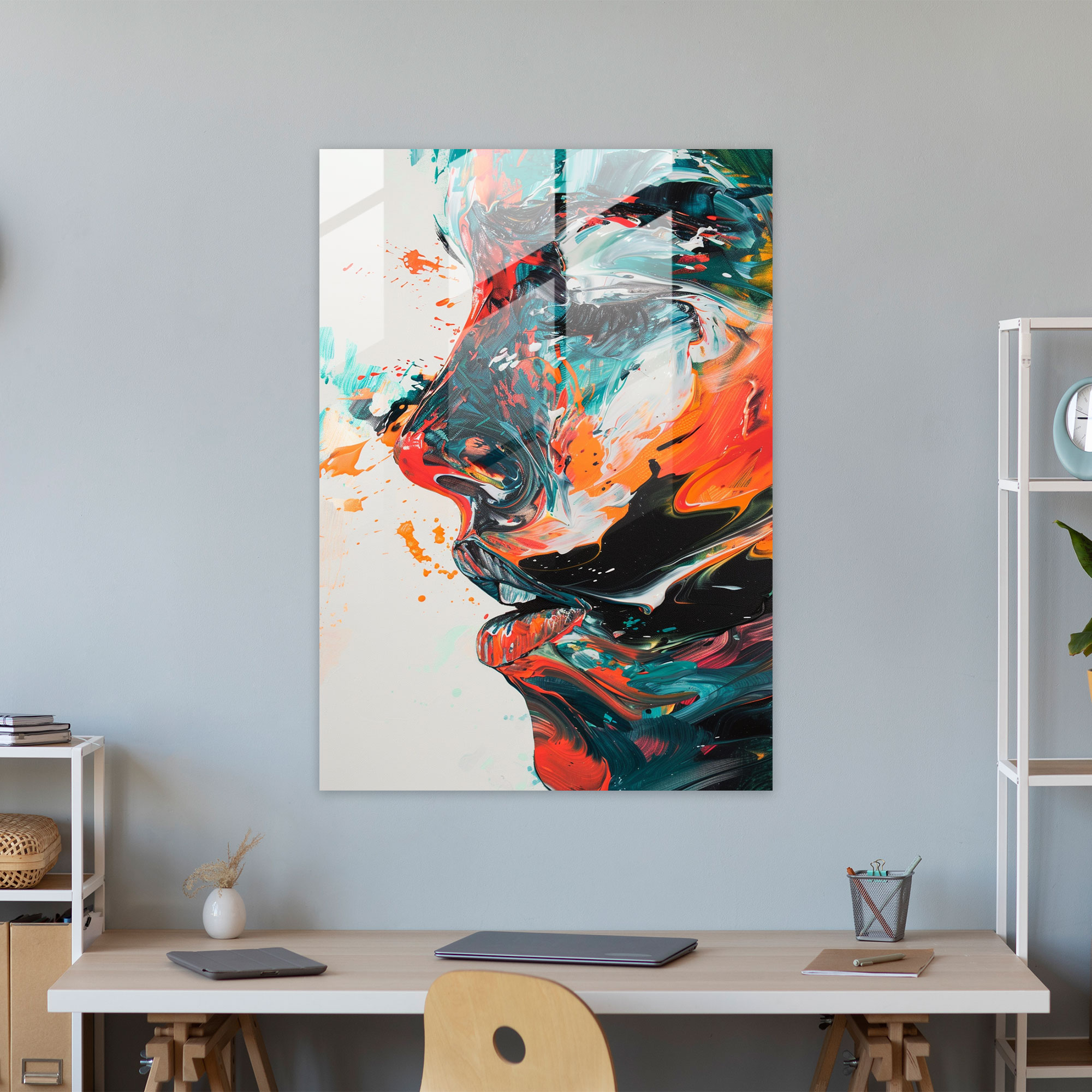 Fluid Movement Glass Print - Action Painting, Action Painting, Modern Art, Home Decoration