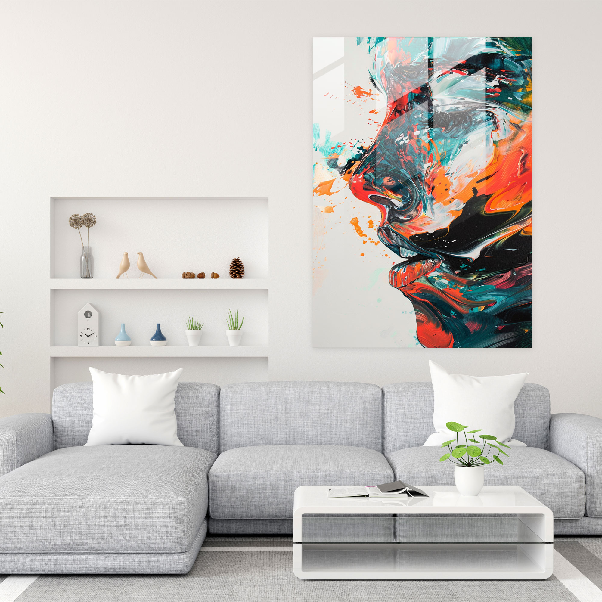 Fluid Movement Glass Print - Action Painting, Action Painting, Modern Art, Home Decoration