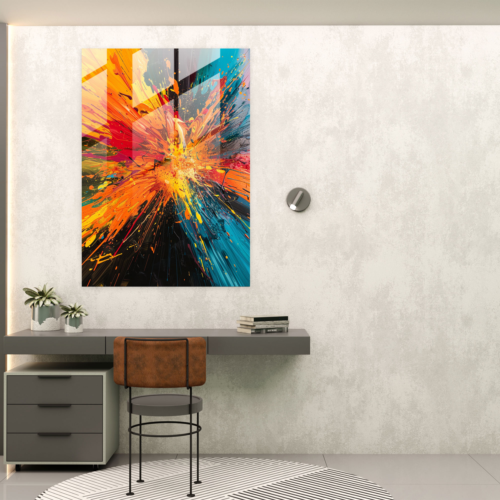 Color Explosion Glass Wall Art - Action Painting, Action Painting, Glass Wall Art, Modern Art