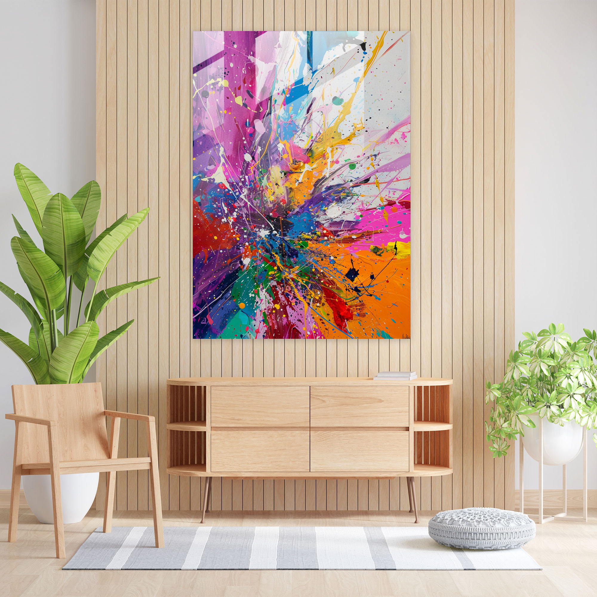 Action Painting Modern Art - Dynamic Splashes Of Color - Action Painting, Action Painting, Modern Art, Glass Print