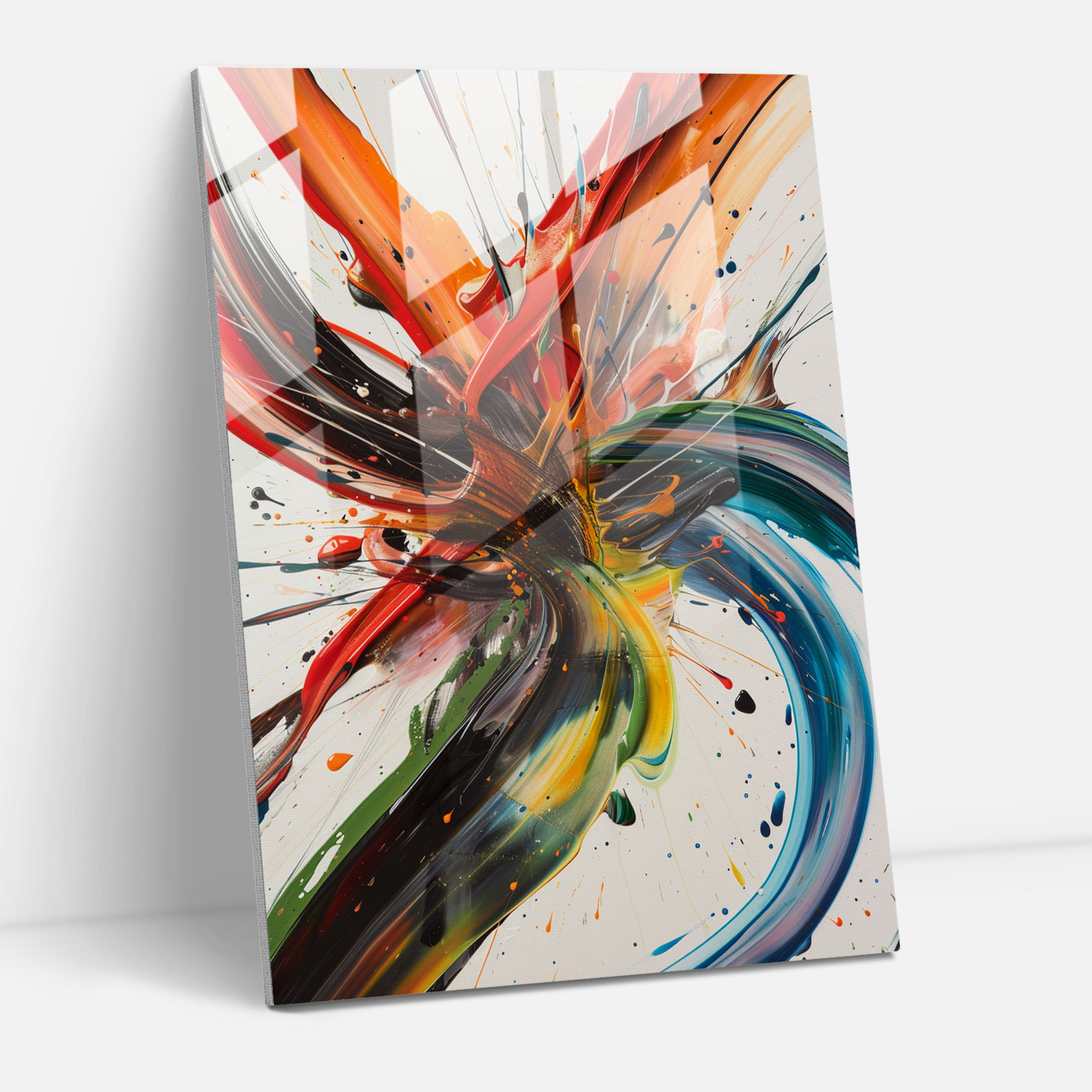 Action Painting Glass Wall Art - Energetic Brushstrokes In Motion - Action Painting, Action Painting, Modern Art, Home Decoration