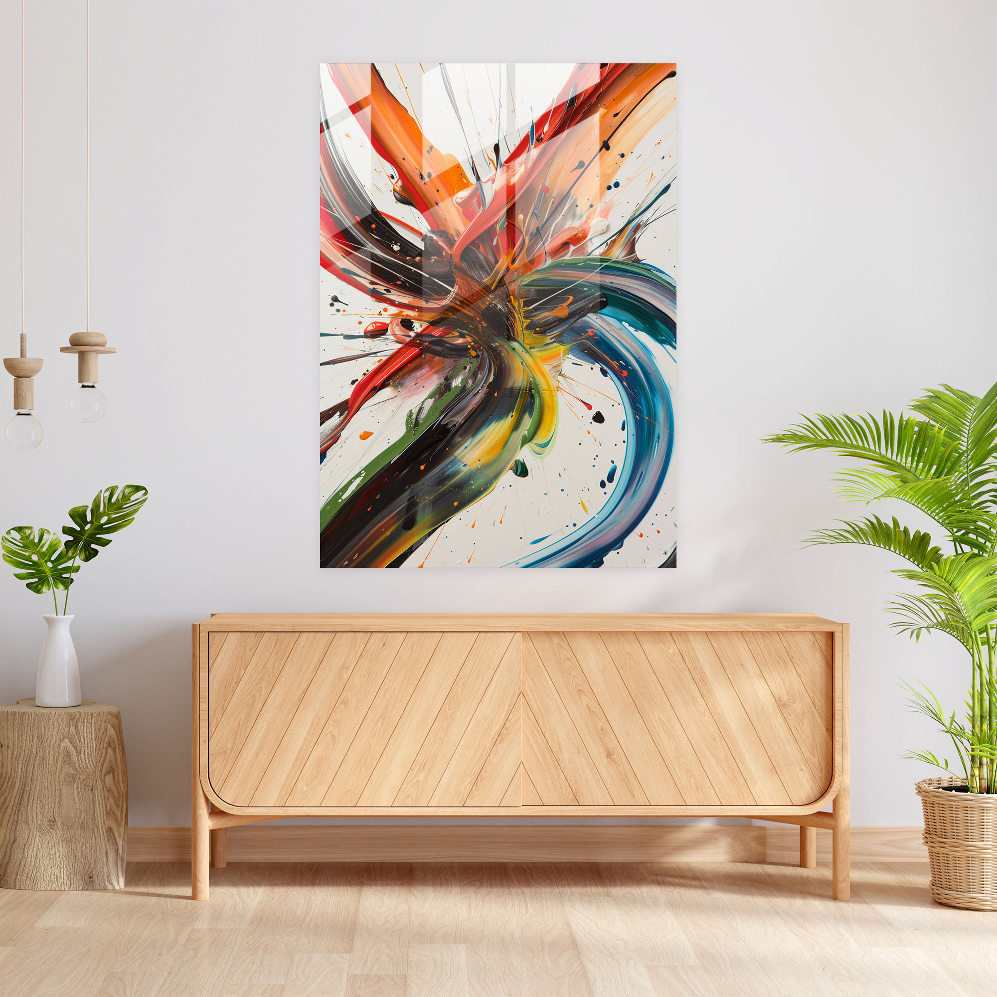 Action Painting Glass Wall Art - Energetic Brushstrokes In Motion - Action Painting, Action Painting, Modern Art, Home Decoration