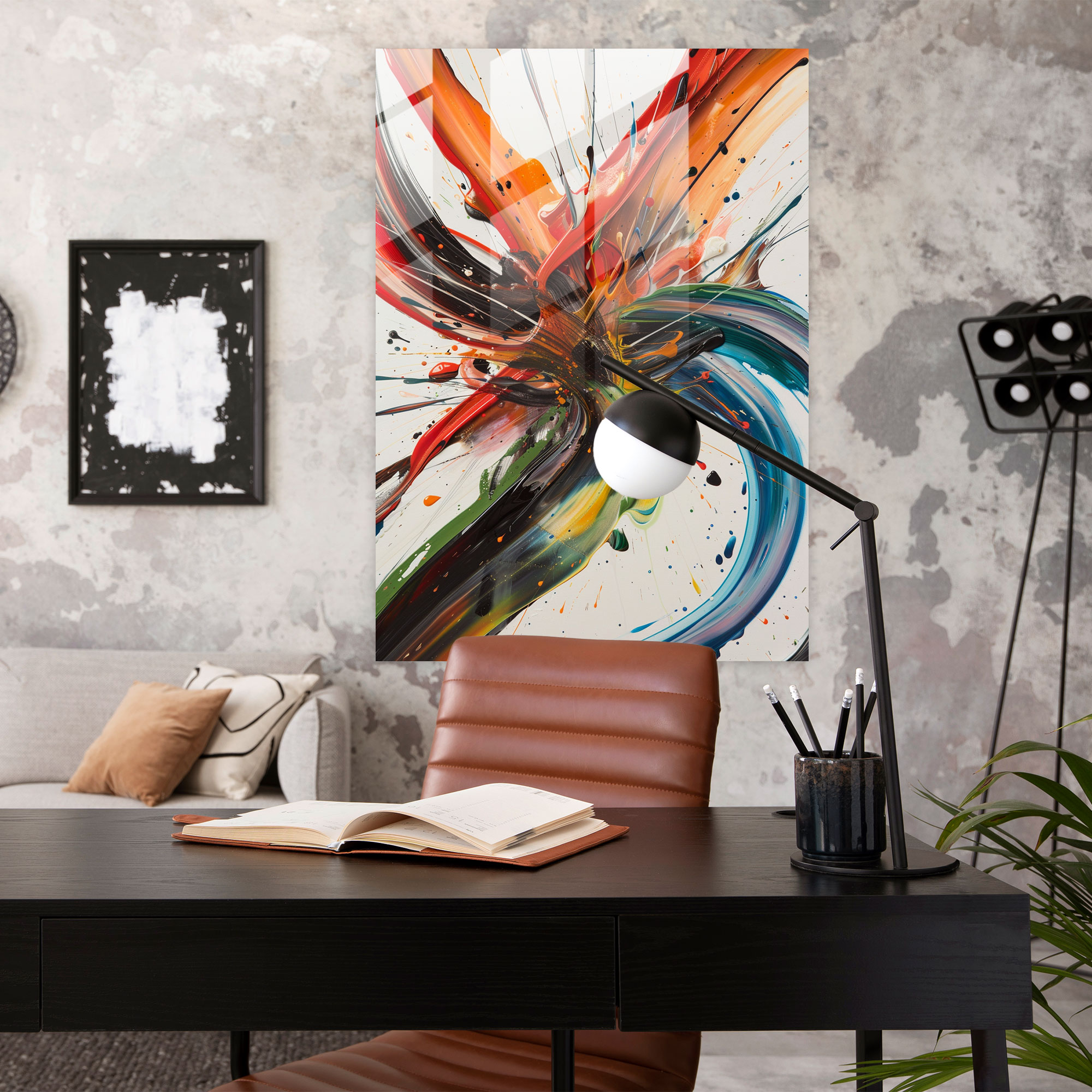 Action Painting Glass Wall Art - Energetic Brushstrokes In Motion - Action Painting, Action Painting, Modern Art, Home Decoration