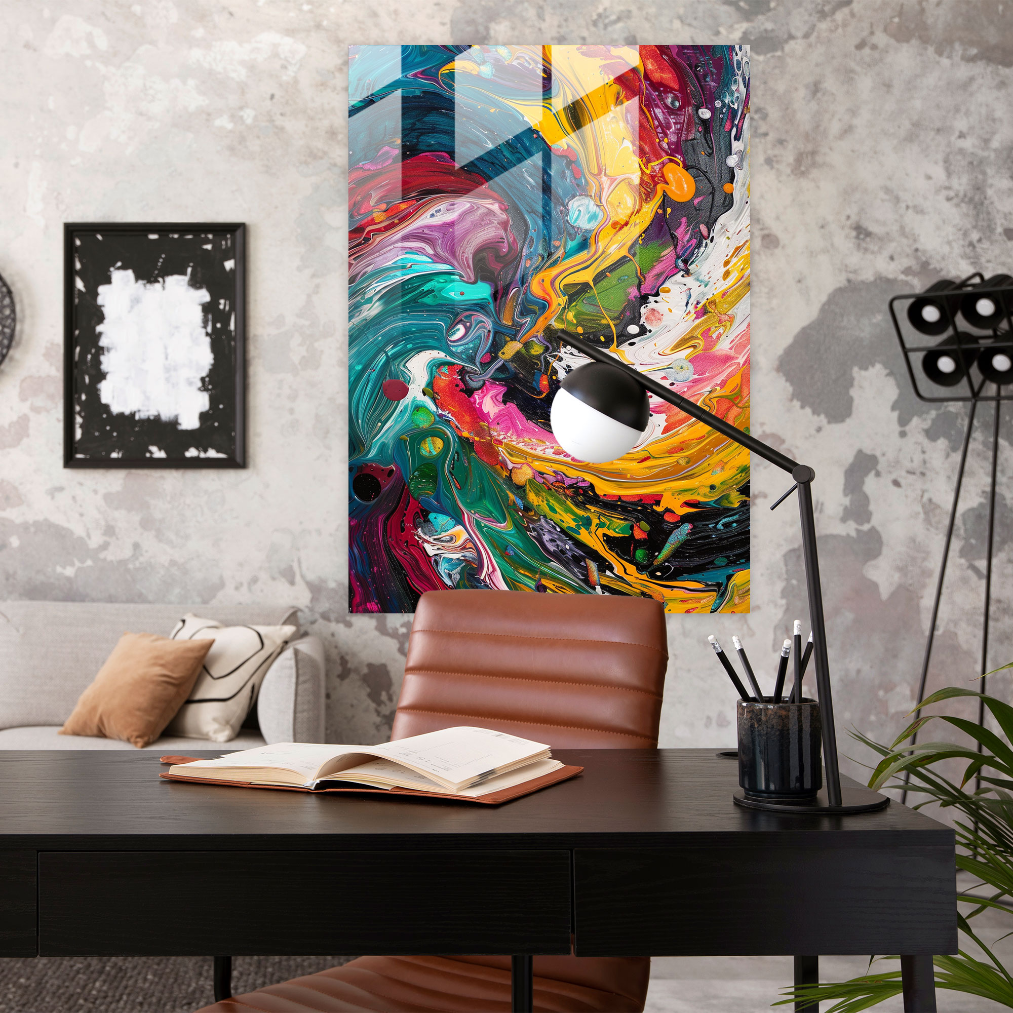Action Painting Modern Art - Abstract Swirls Of Color - Action Painting, Action Painting, Glass Print, Wall Decoration