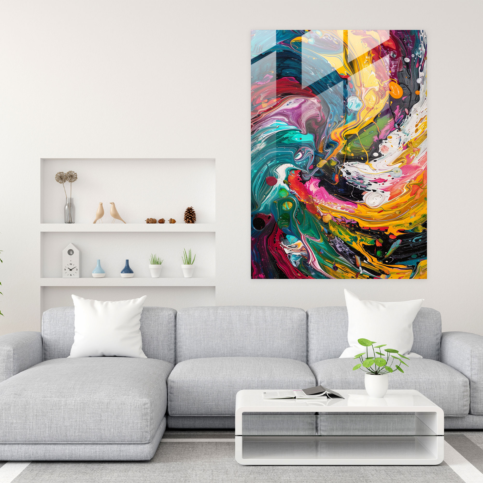 Action Painting Modern Art - Abstract Swirls Of Color - Action Painting, Action Painting, Glass Print, Wall Decoration