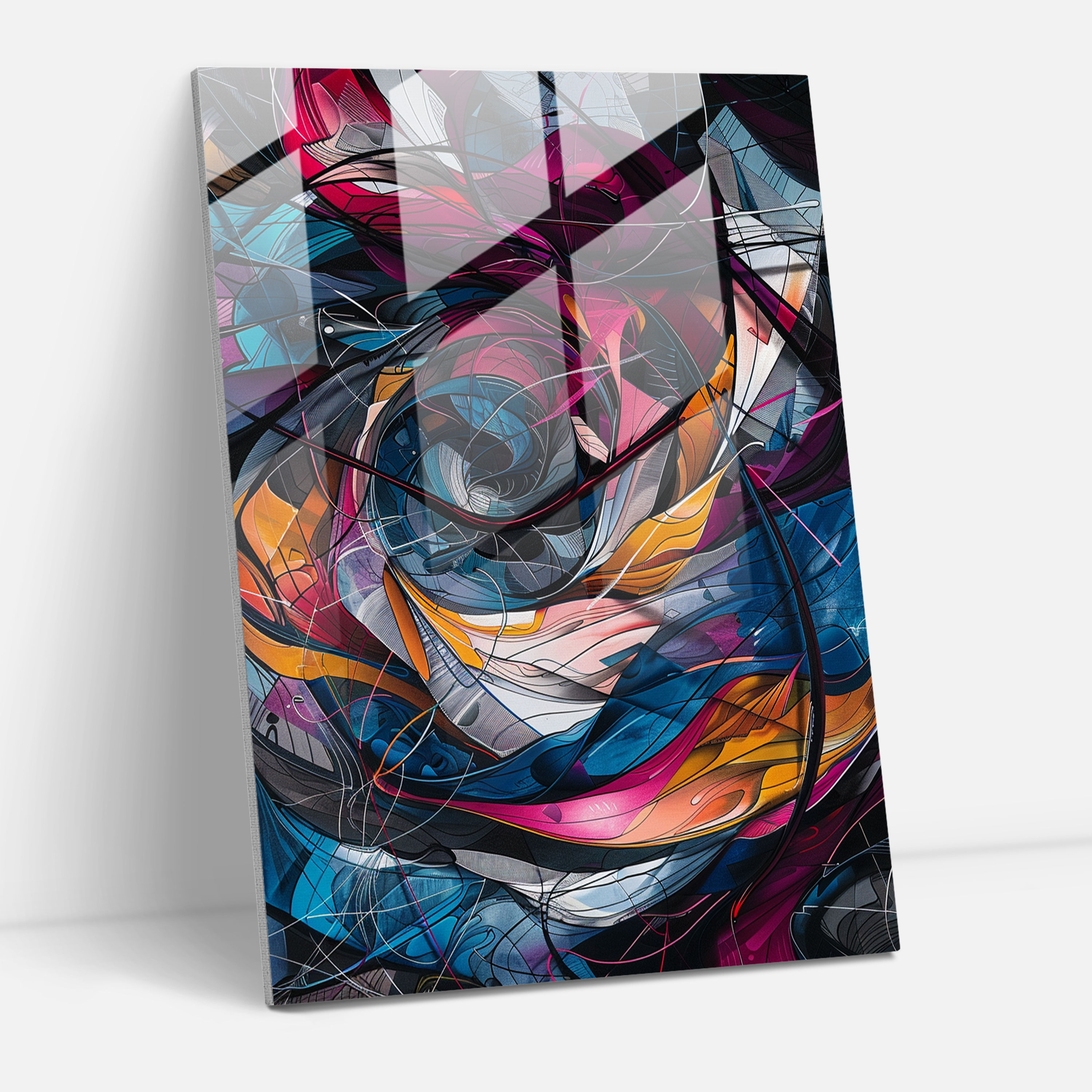 Action Painting Glass Art - Chaotic Harmony - Action Painting, Swirling Lines, Chaotic Harmony, Wall Decoration